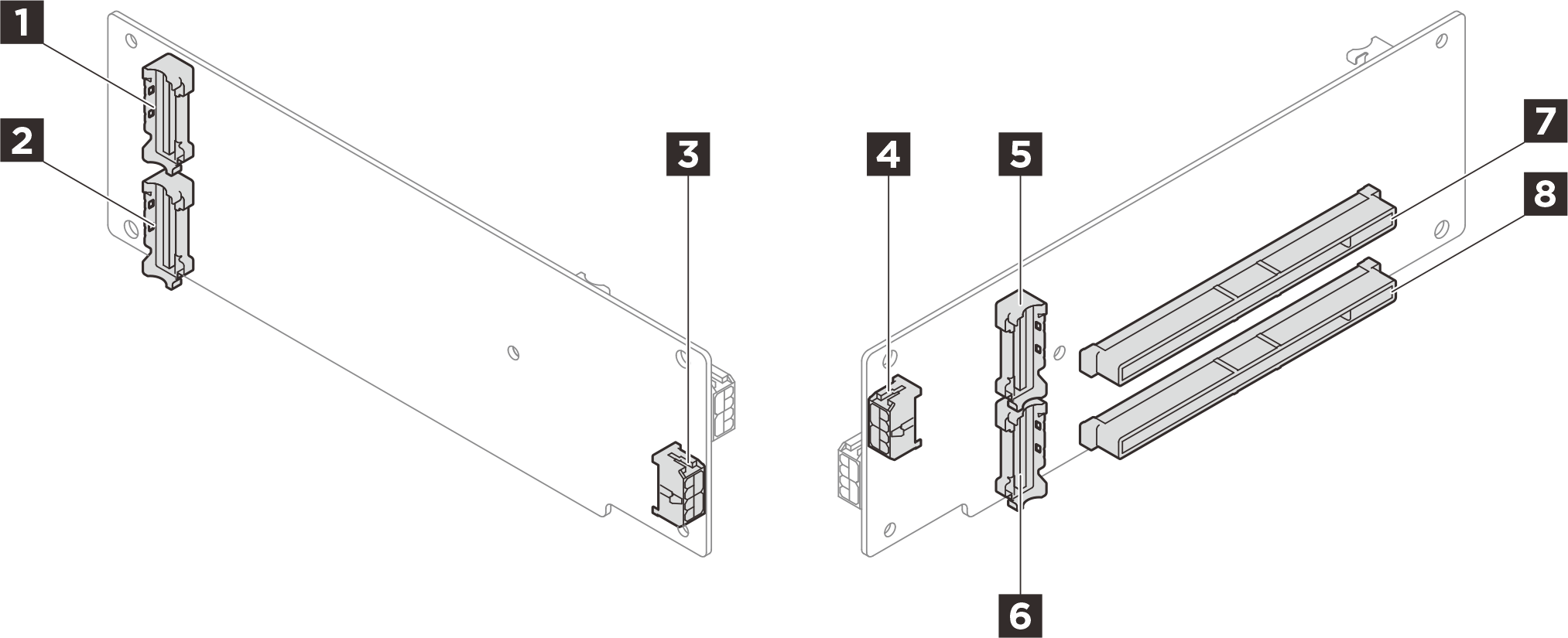 Two-slot riser card connectors