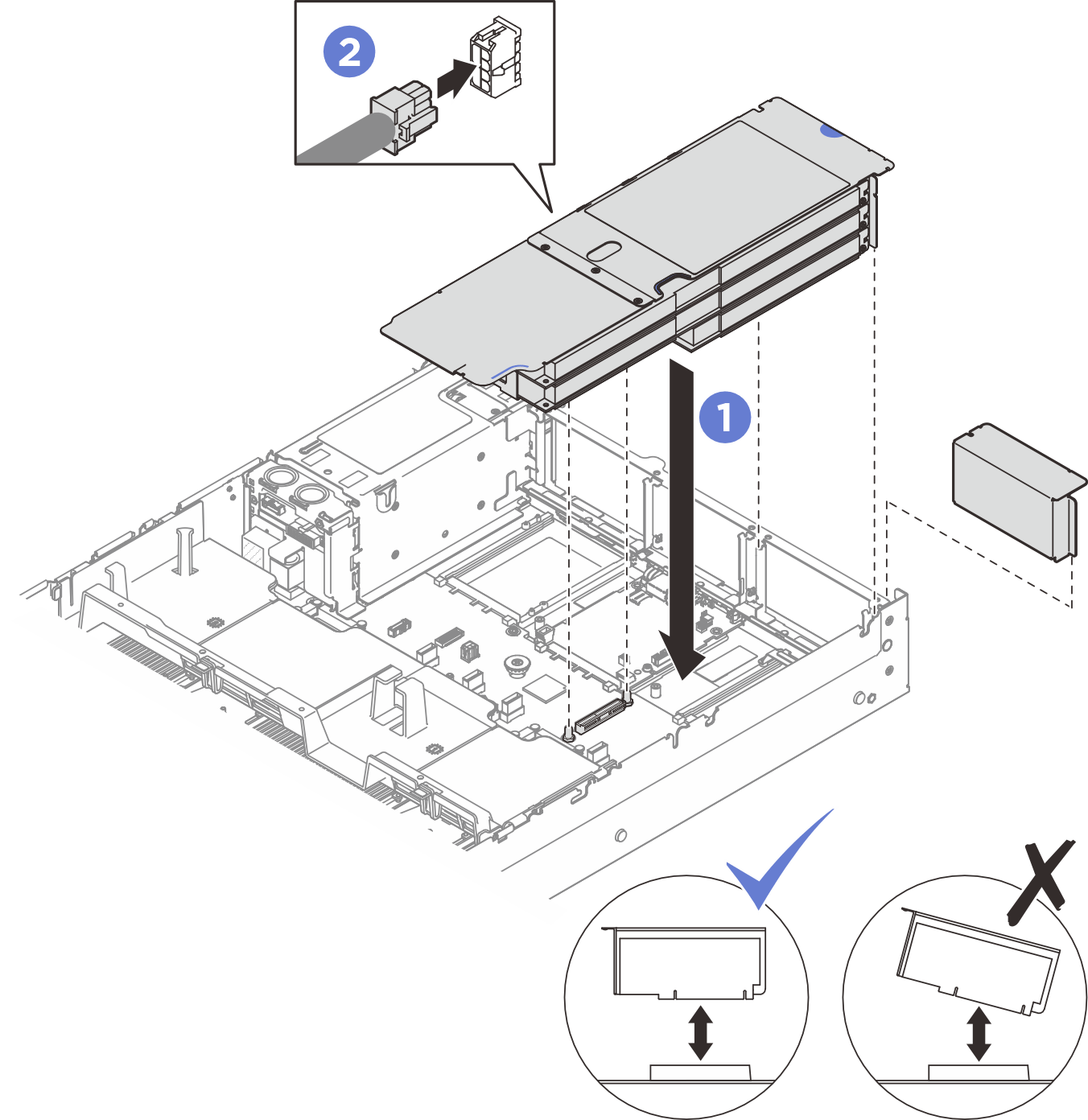 PCIe FHFL riser installation