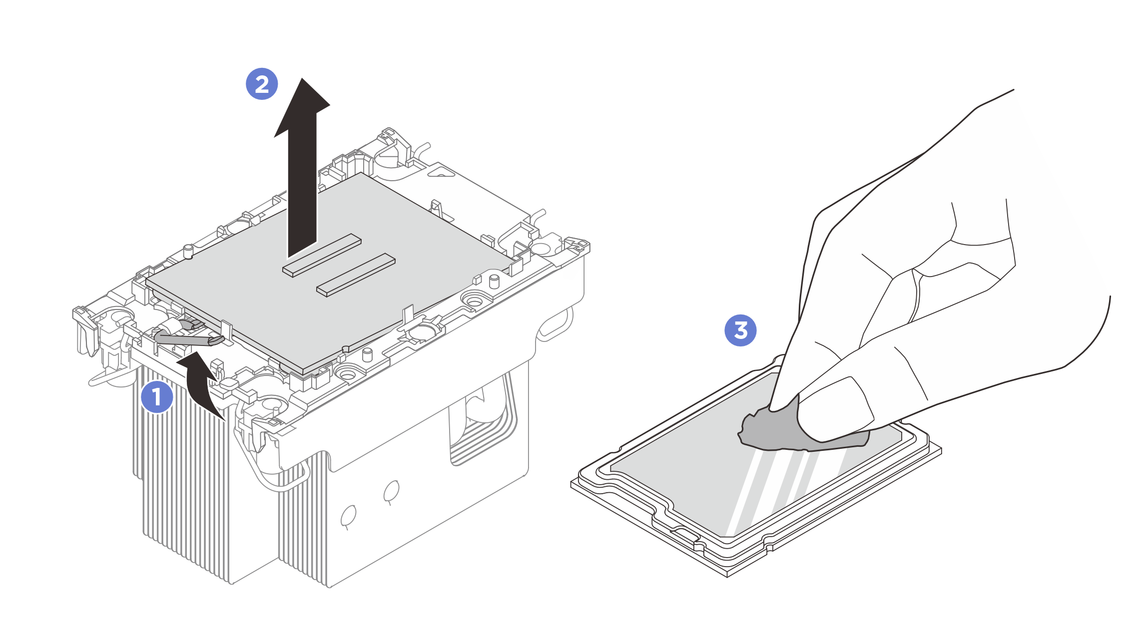 Separating a processor from the heat sink and carrier