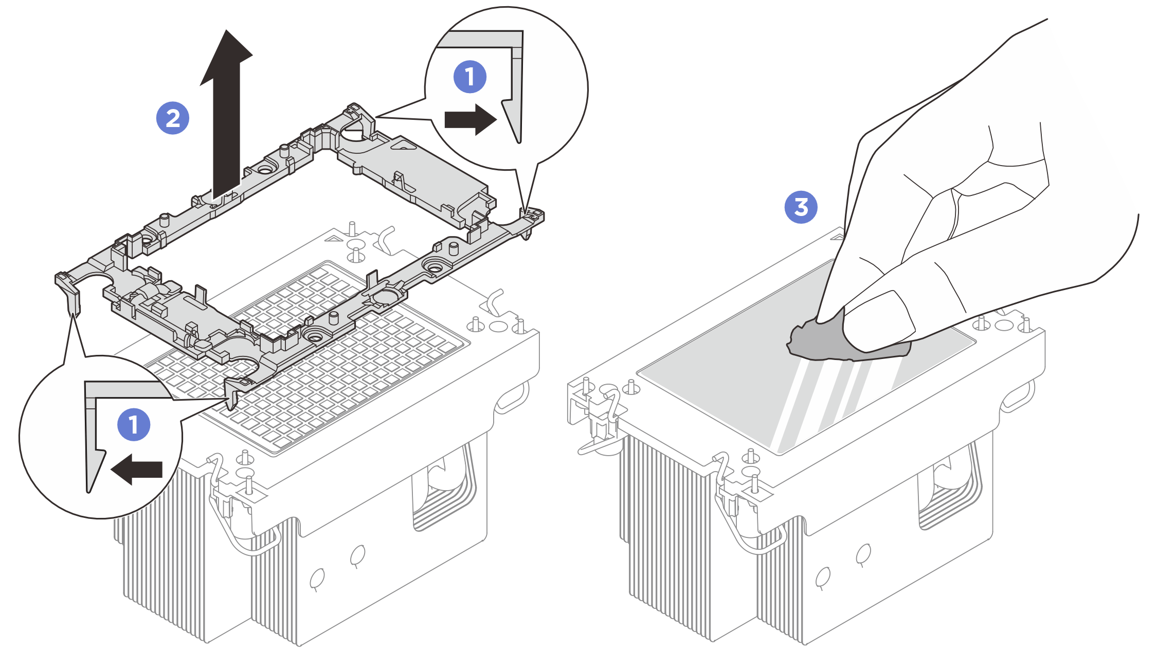 Separating a processor carrier from the heat sink