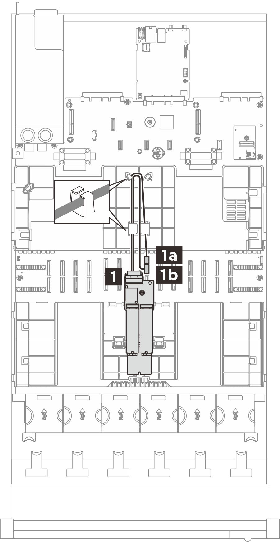 Cable routing for internal M.2 boot adapter