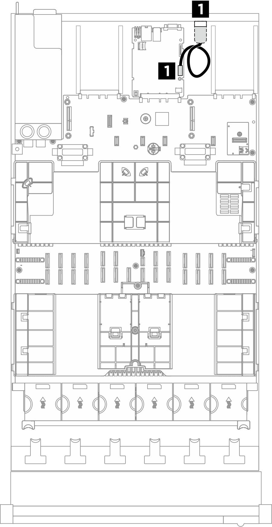 Serial port module cable routing for server model with four PCIe risers