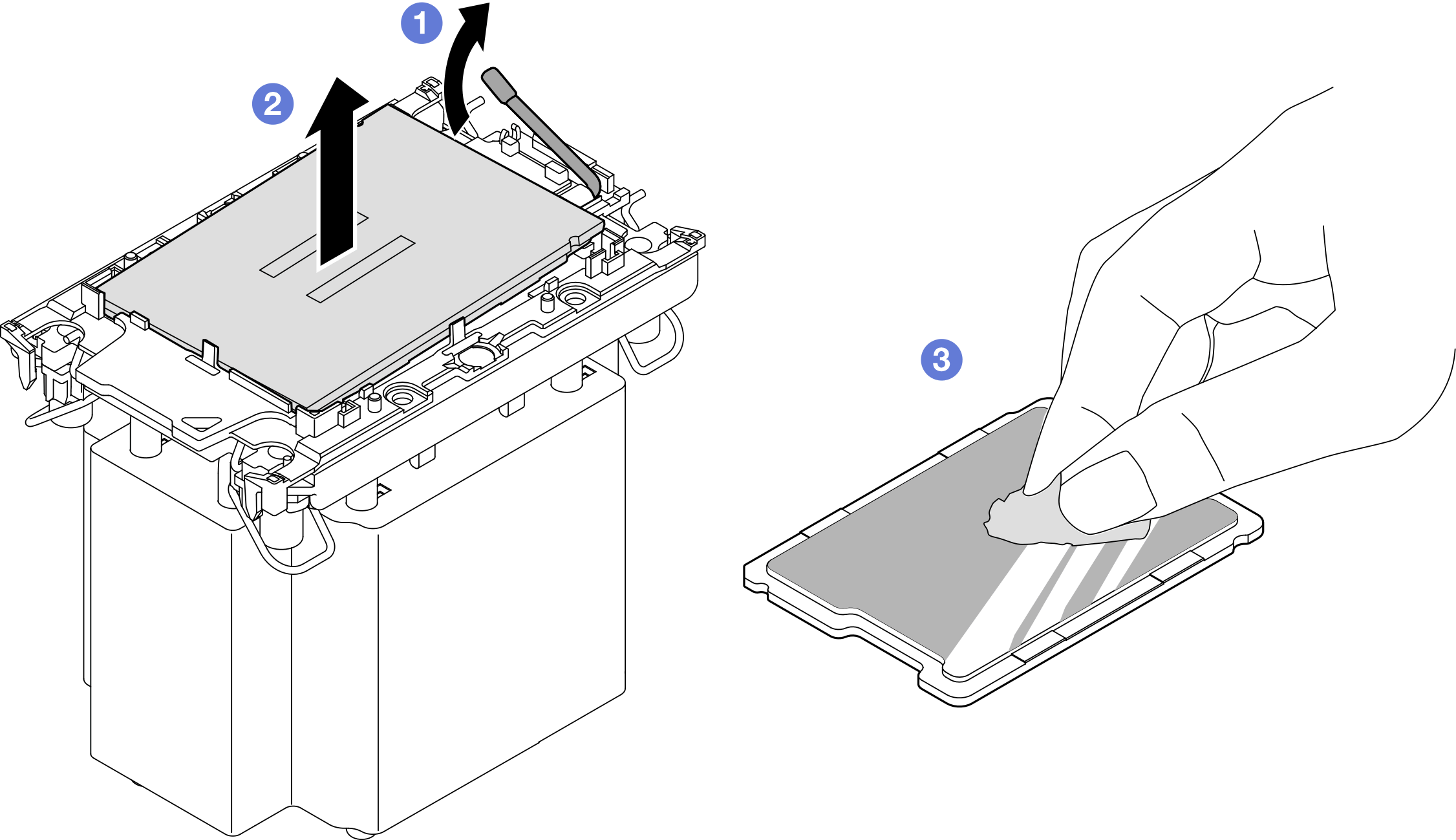 Separating a processor from the heat sink and carrier
