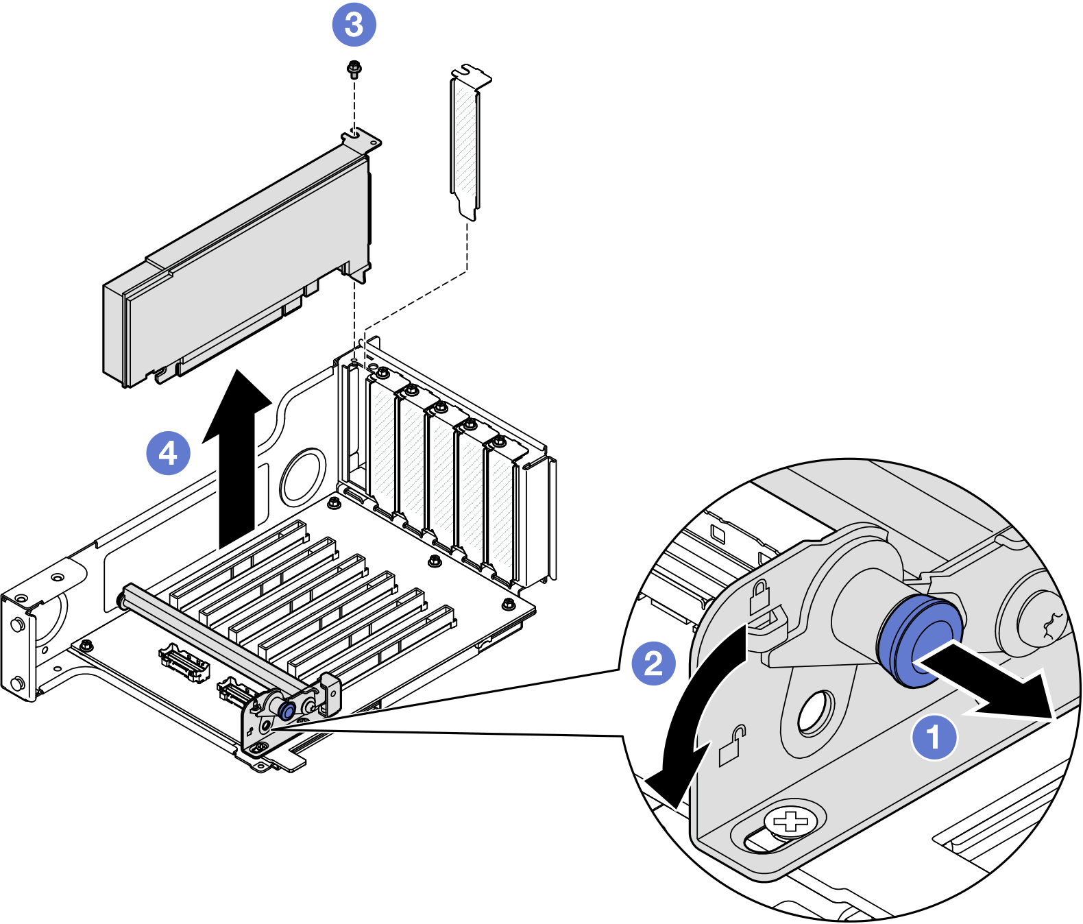 Removing PCIe adapter from riser