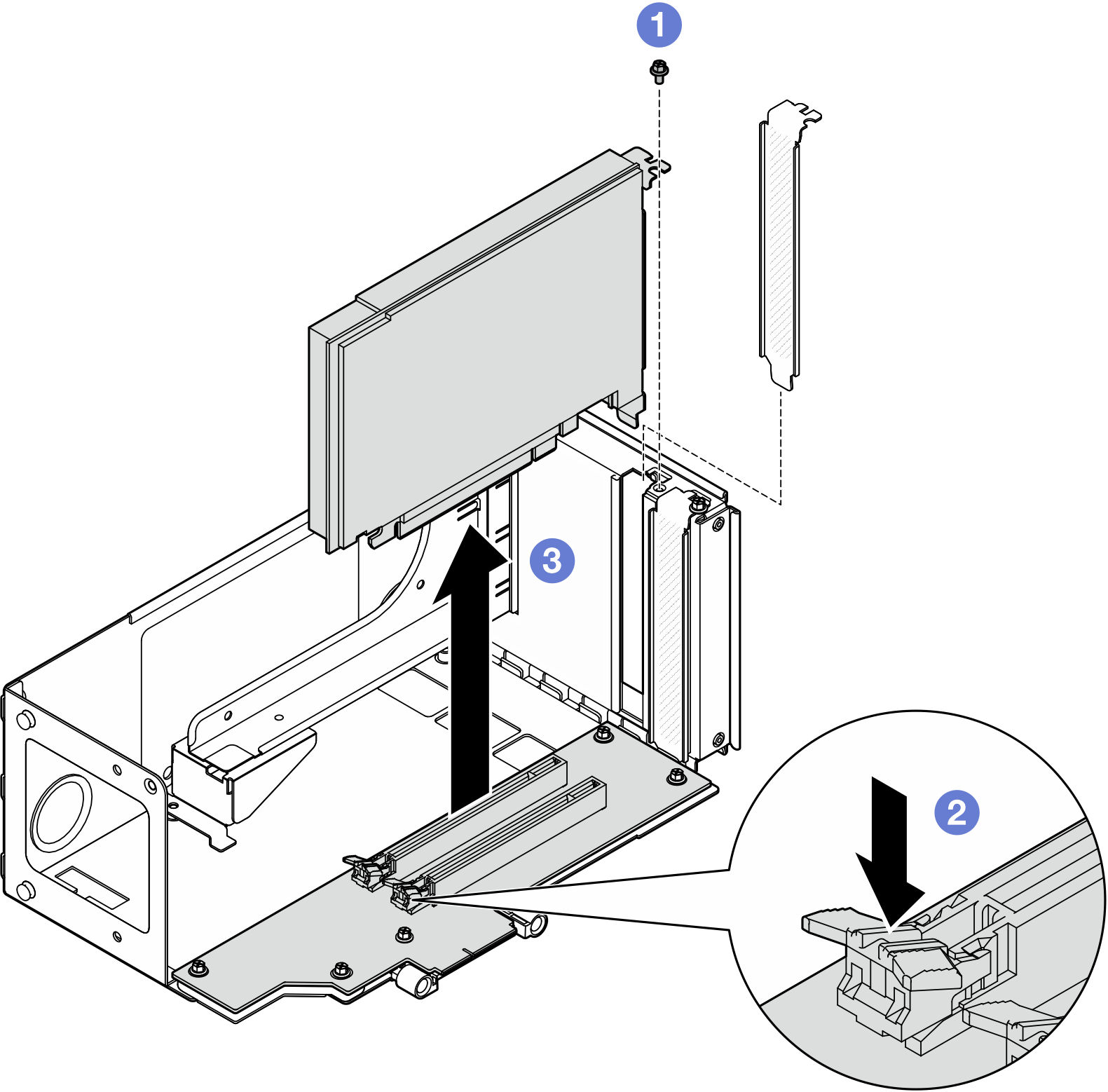 Removing PCIe adapter from riser