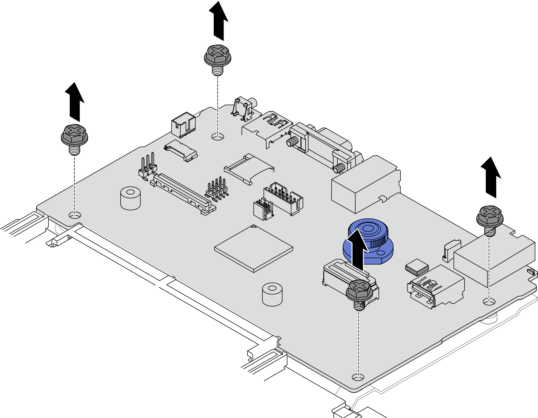 Removing system I/O board screws