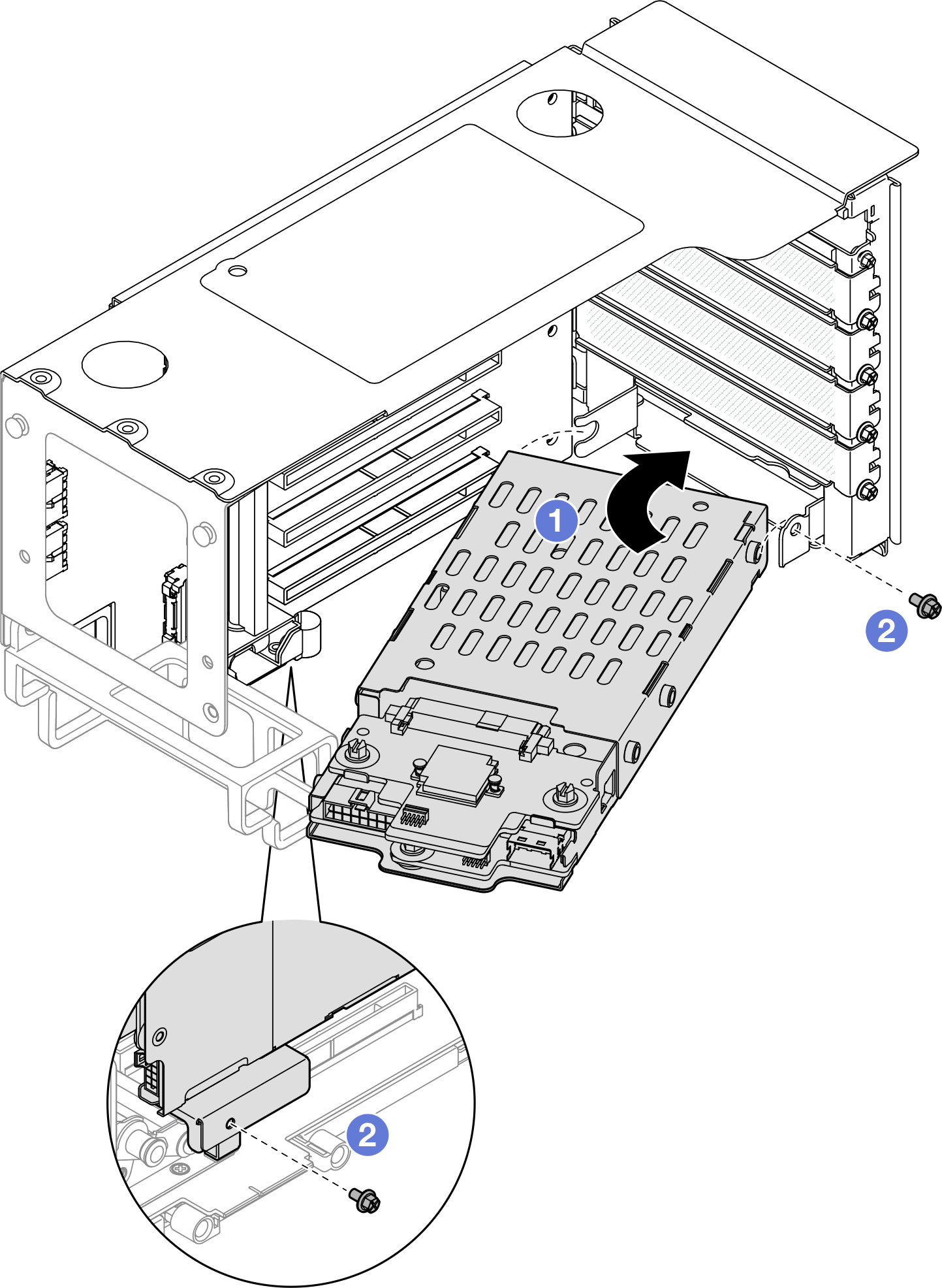 Installing 7mm drive cage to riser