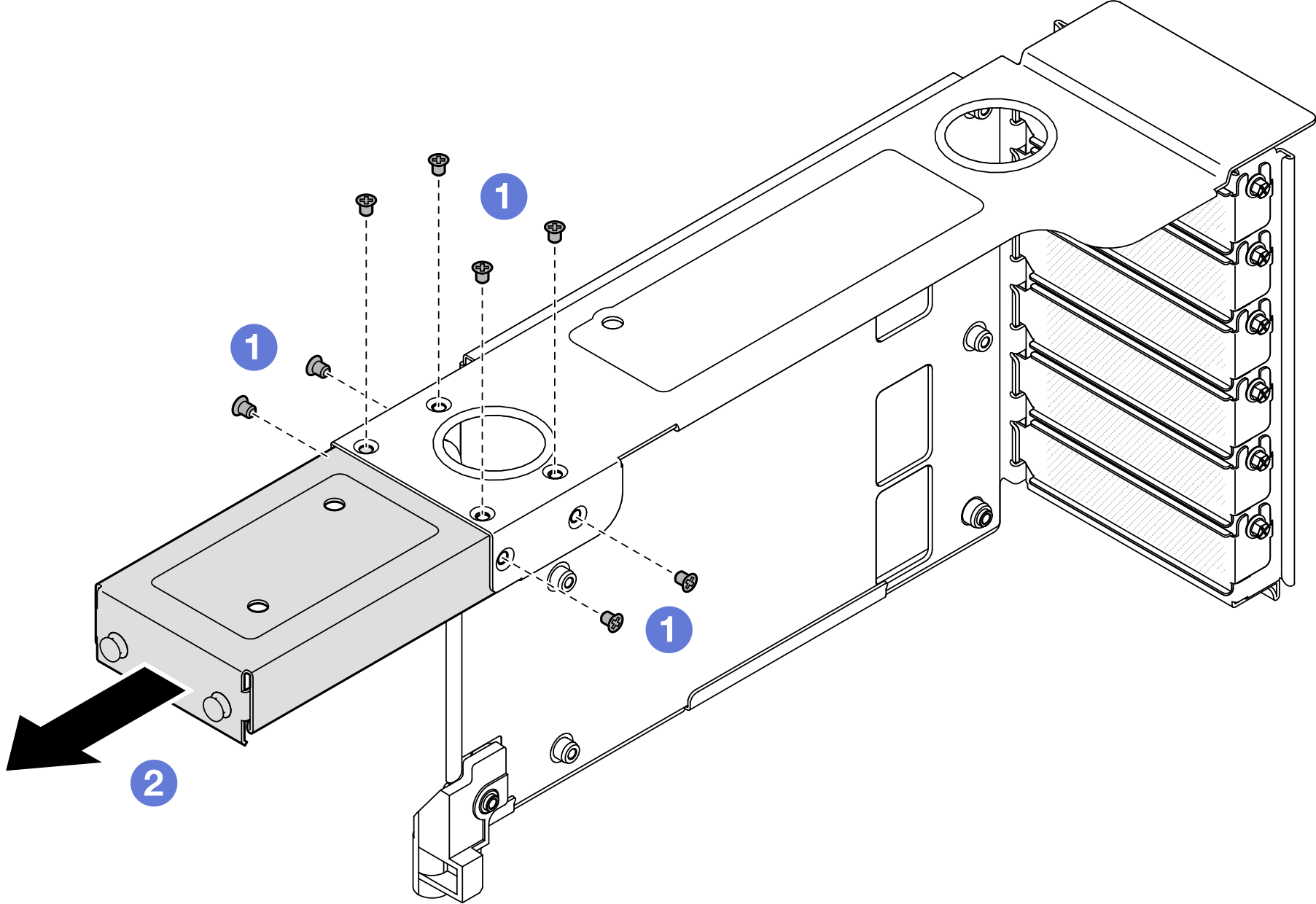 Removing PCIe riser extender from HH PCIe riser