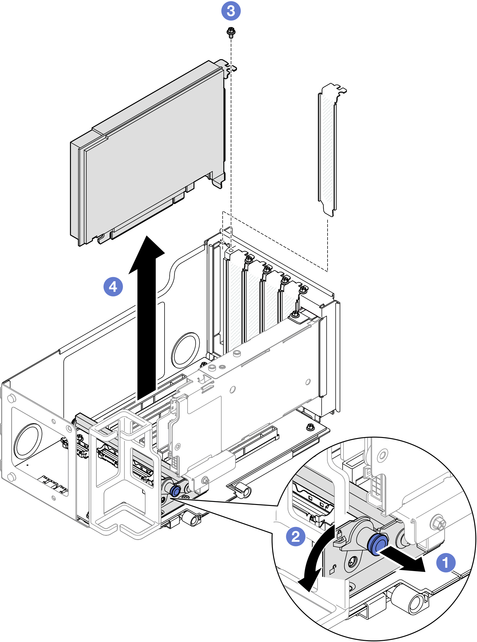 Removing PCIe adapter from riser