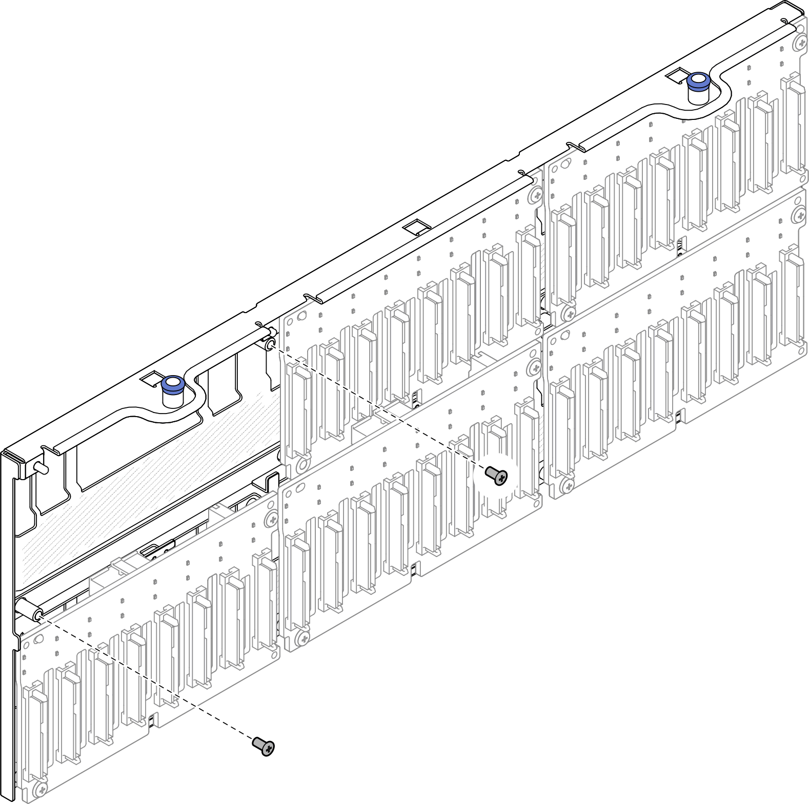 Spare screws on backplane carrier