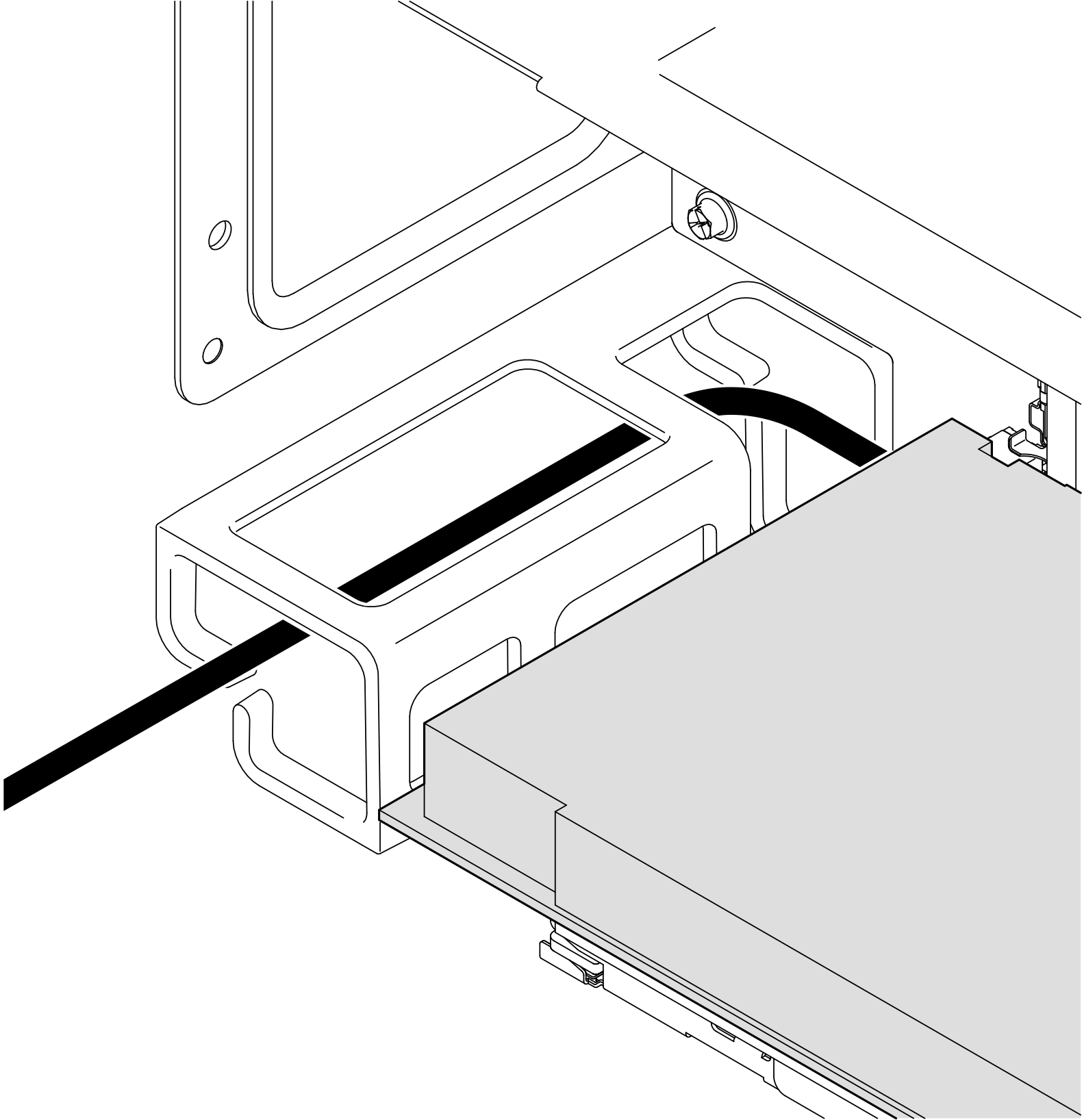 Routing cable in PCIe riser 1
