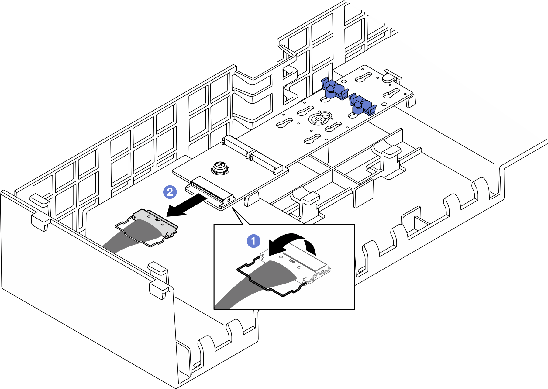 Disconnecting cable from RAID SATA/NVMe M.2 boot adapter