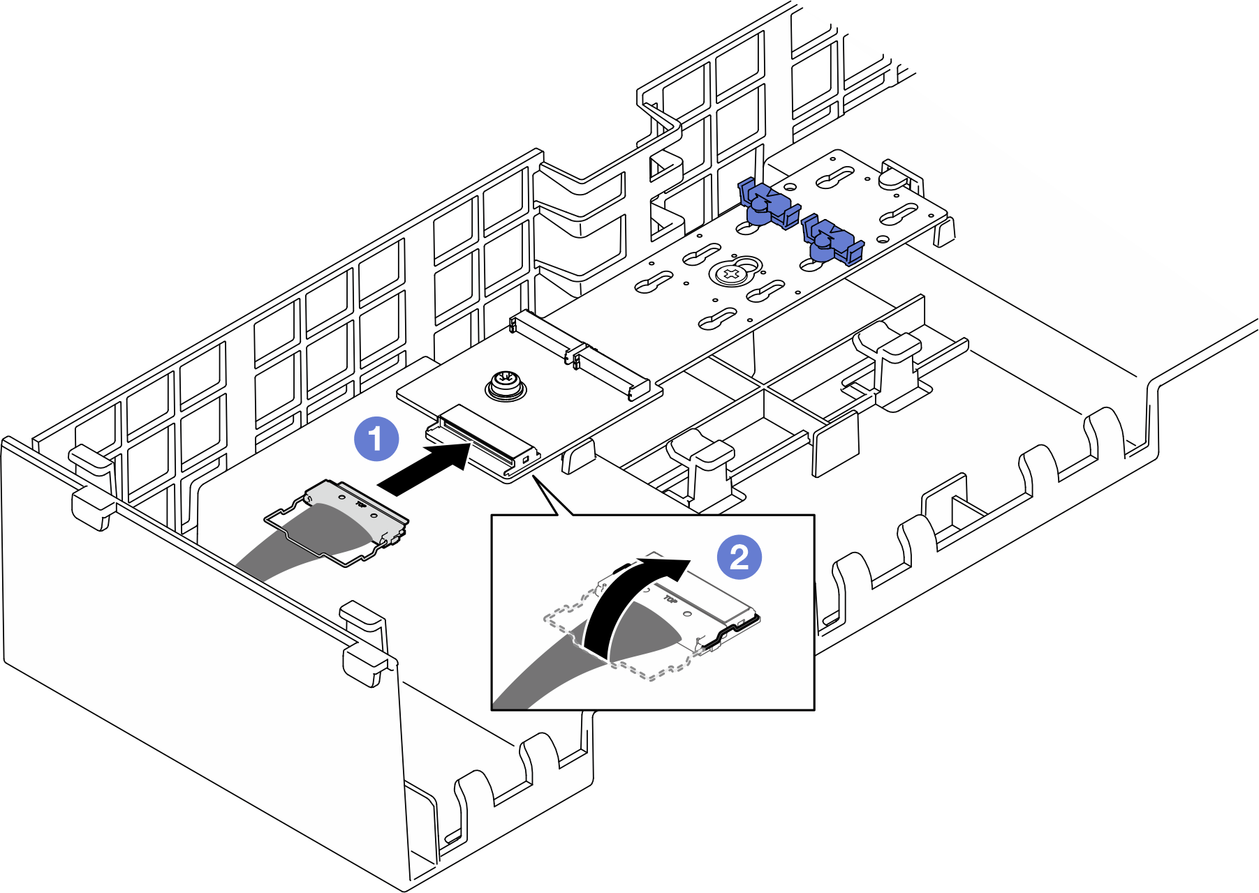 Connecting cable to RAID SATA/NVMe M.2 boot adapter