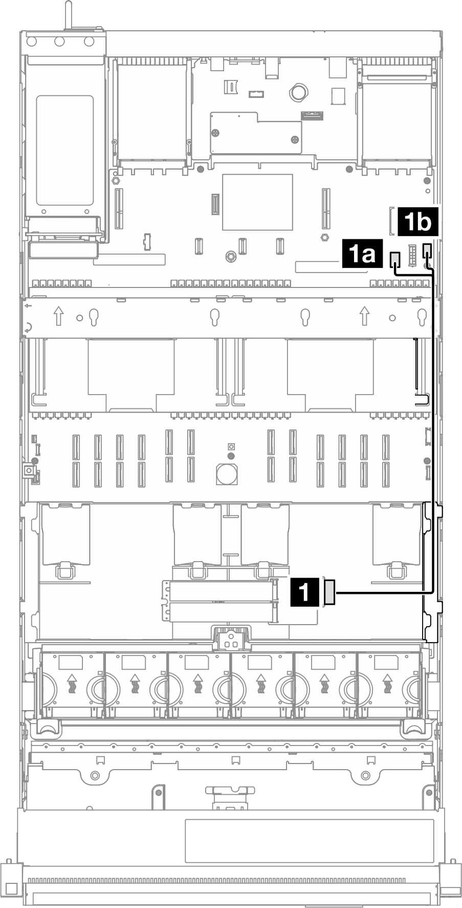 Cable routing for RAID SATA/NVMe M.2 boot adapter