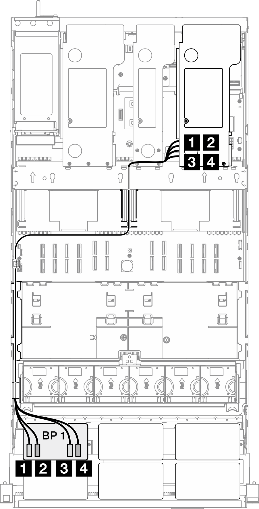 NVMe cable routing to riser 1