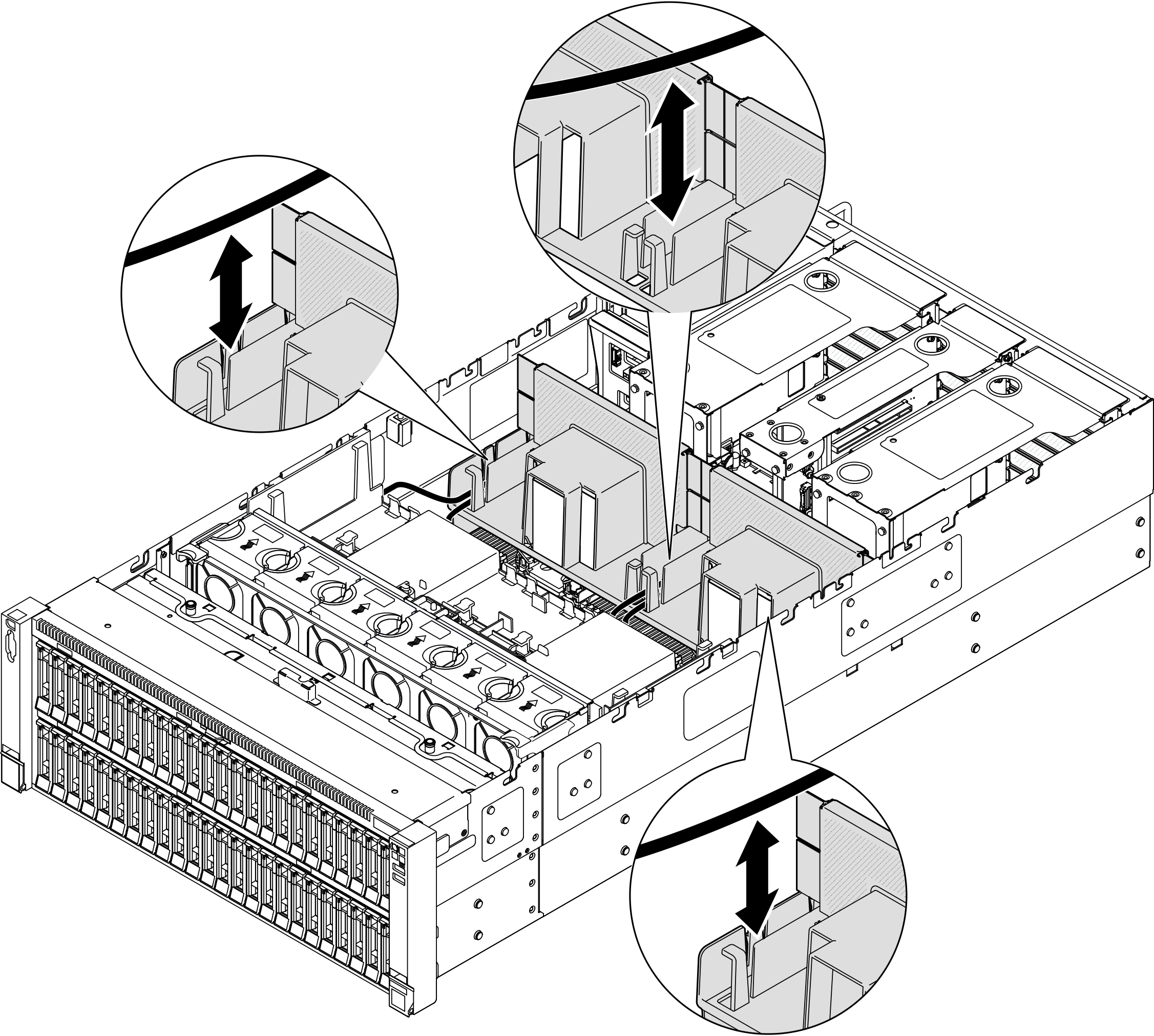 Routing cable through rear air baffle