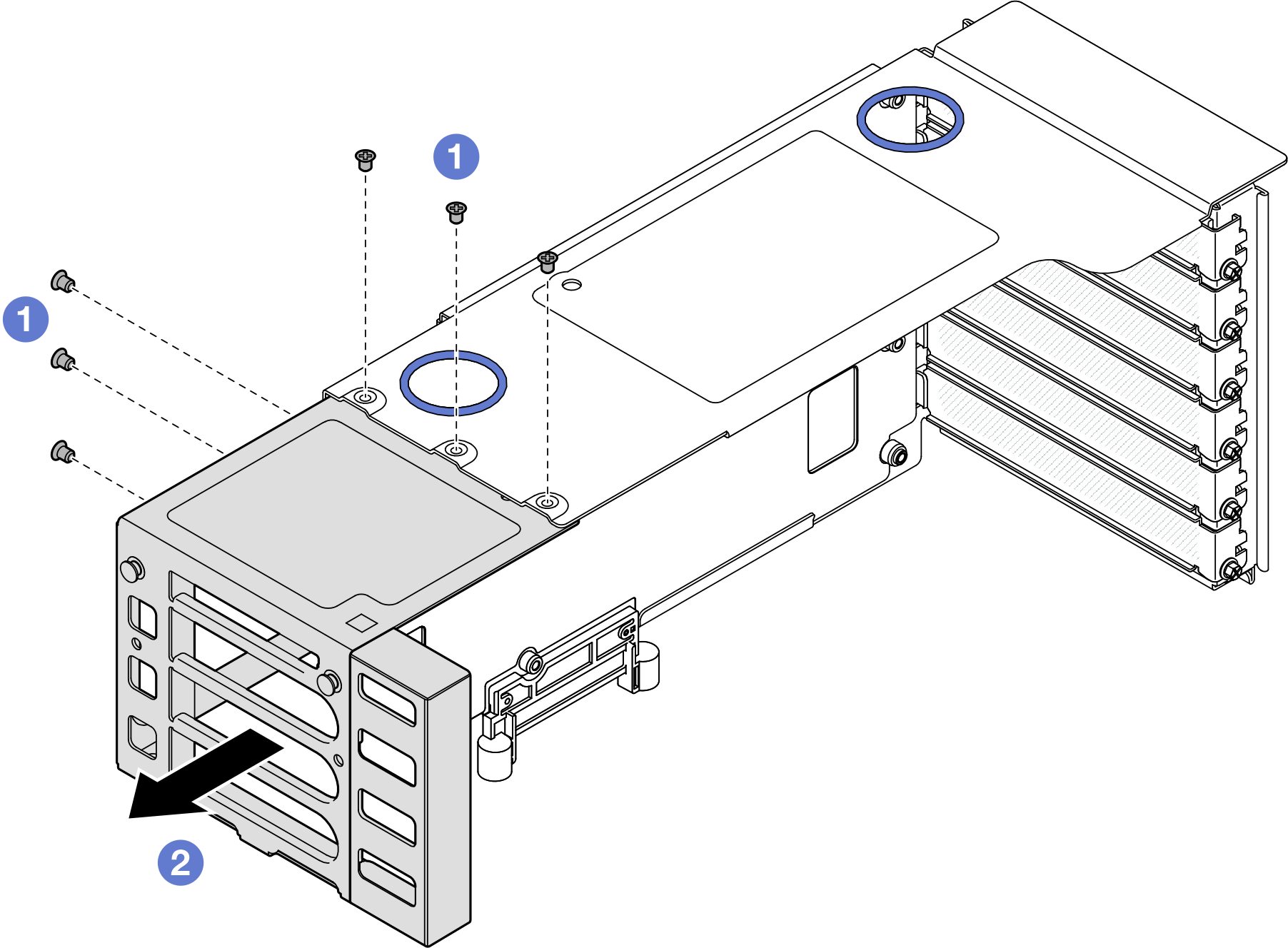 Removing PCIe riser extender from FH PCIe riser