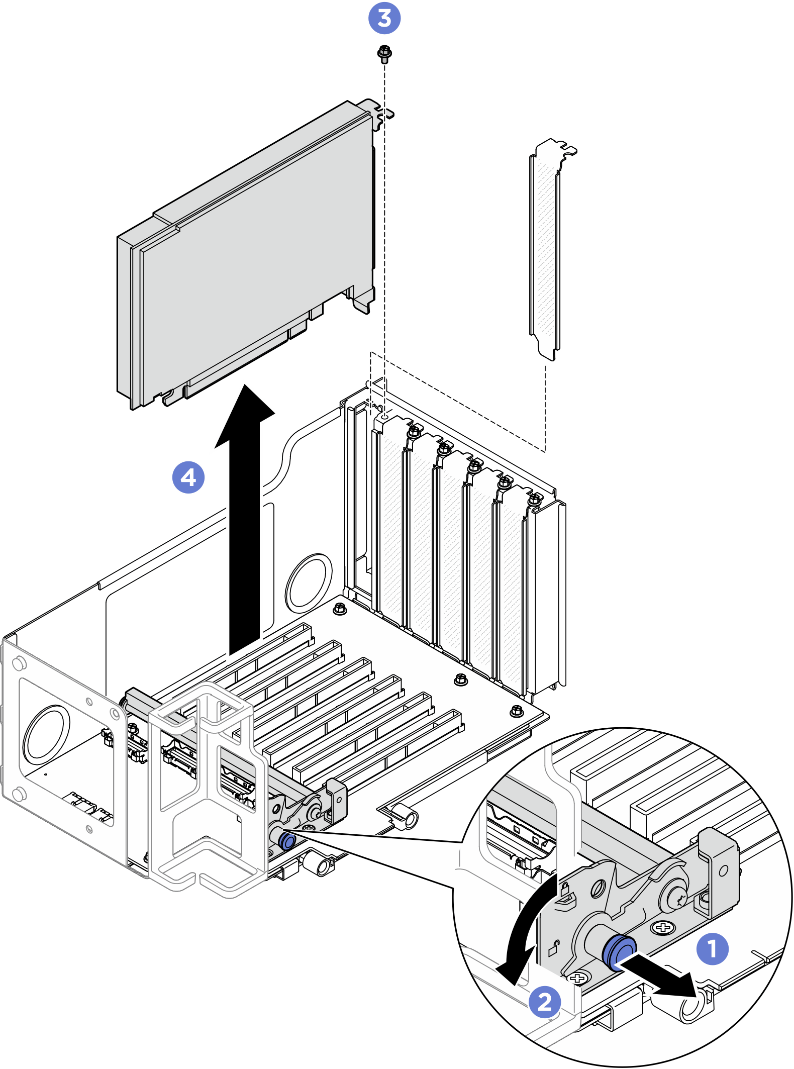 Removing PCIe adapter from riser