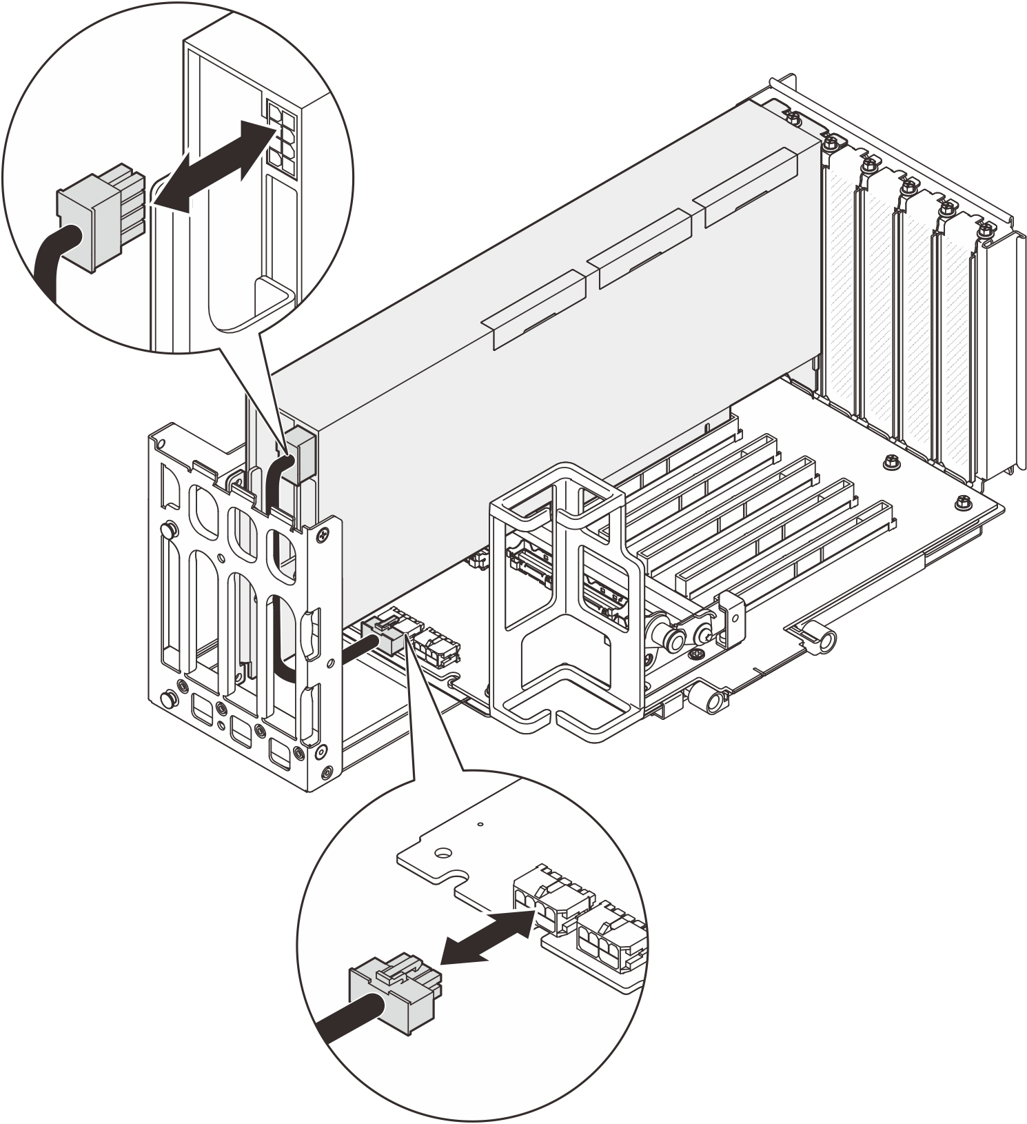 Connecting power cable to GPU adapter