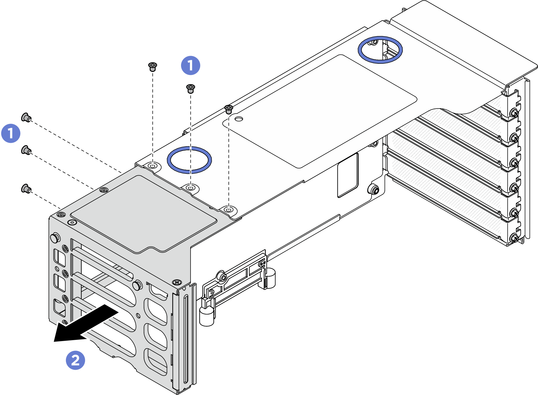Removing riser extender from FH PCIe riser cage