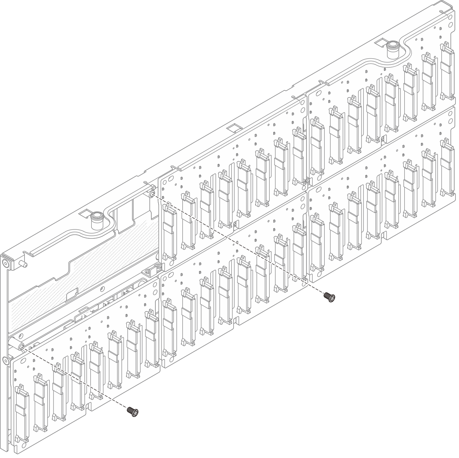 Spare screws on backplane carrier