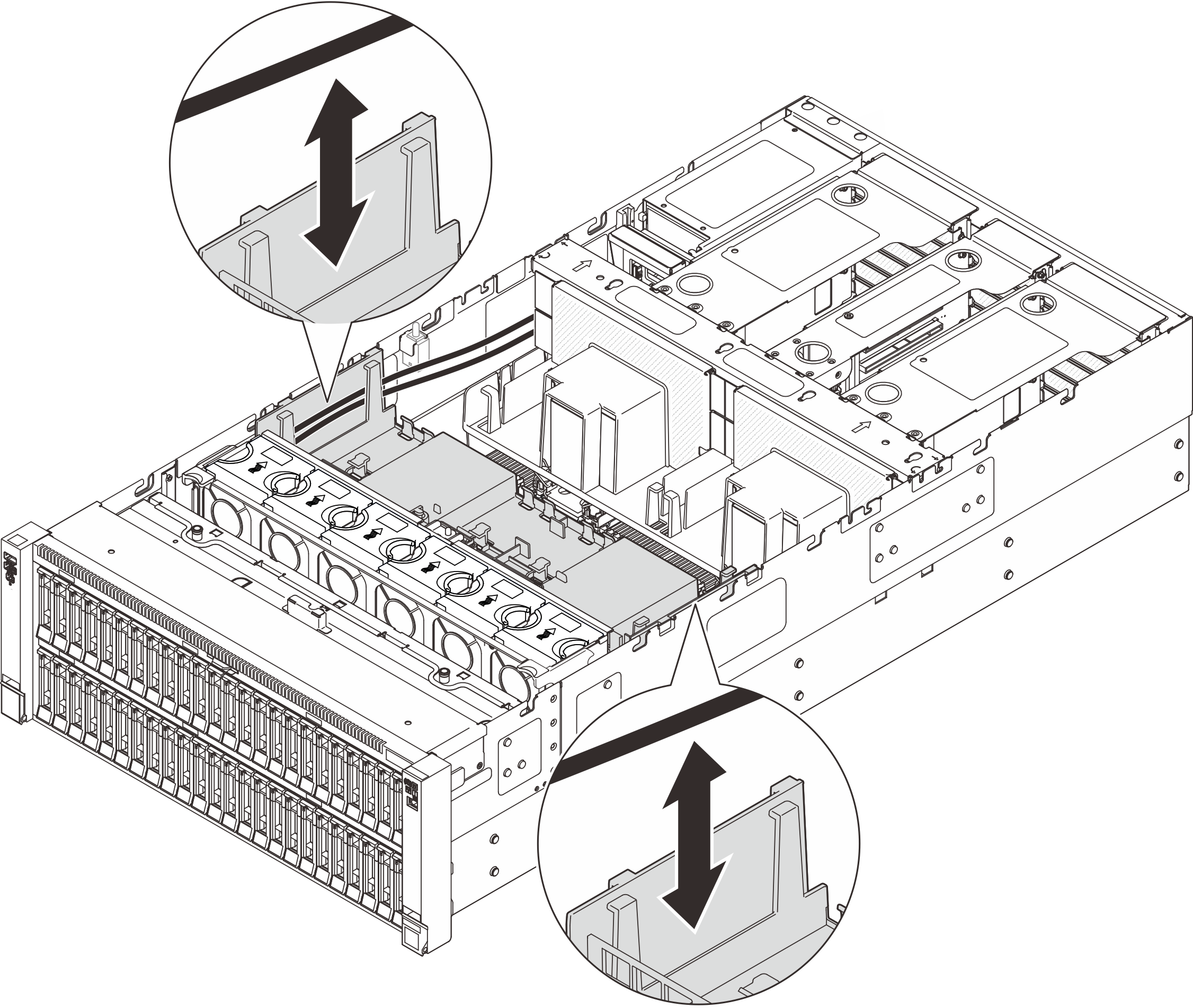 Routing cable through front air baffle