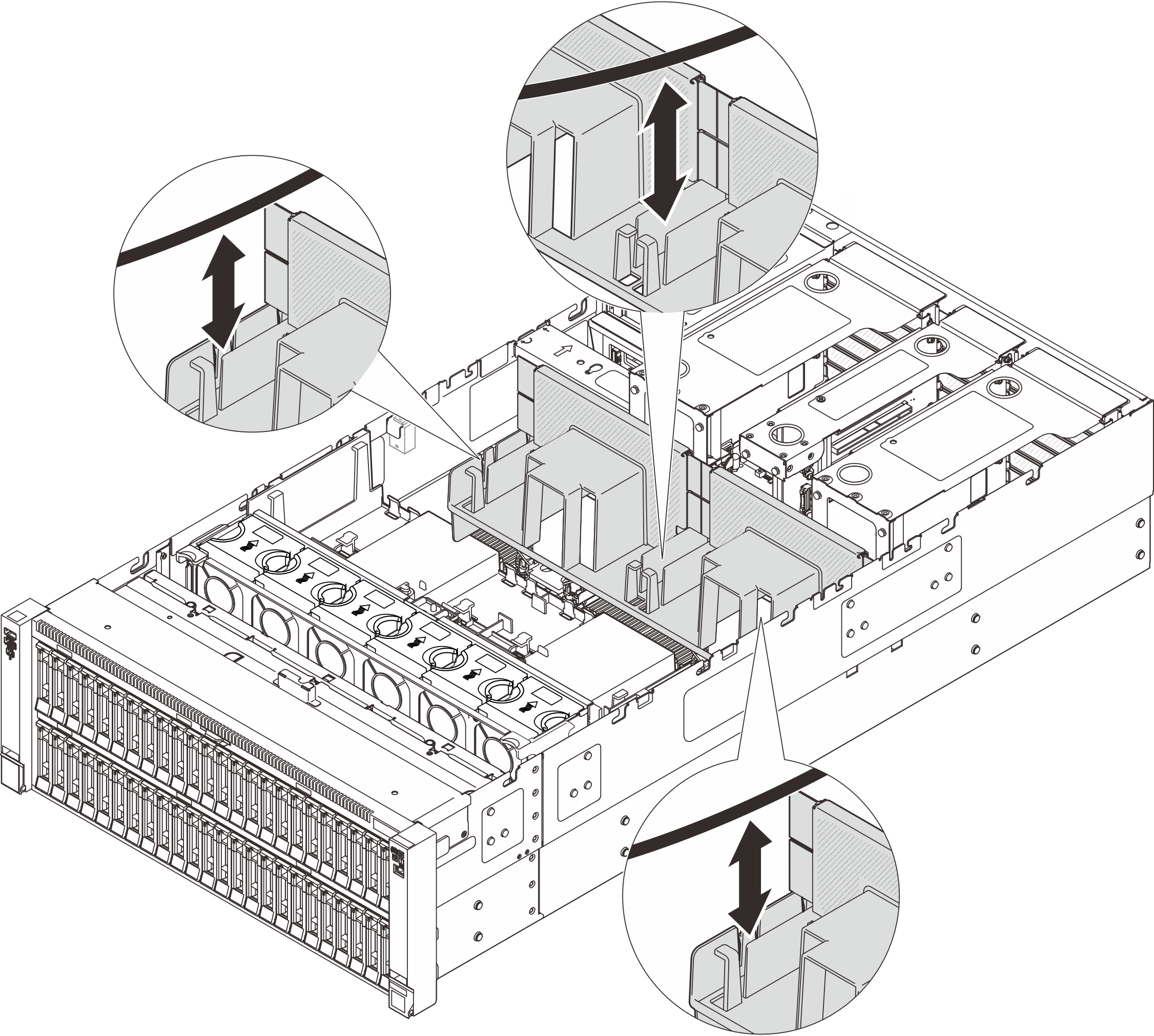 Routing cable through rear air baffle