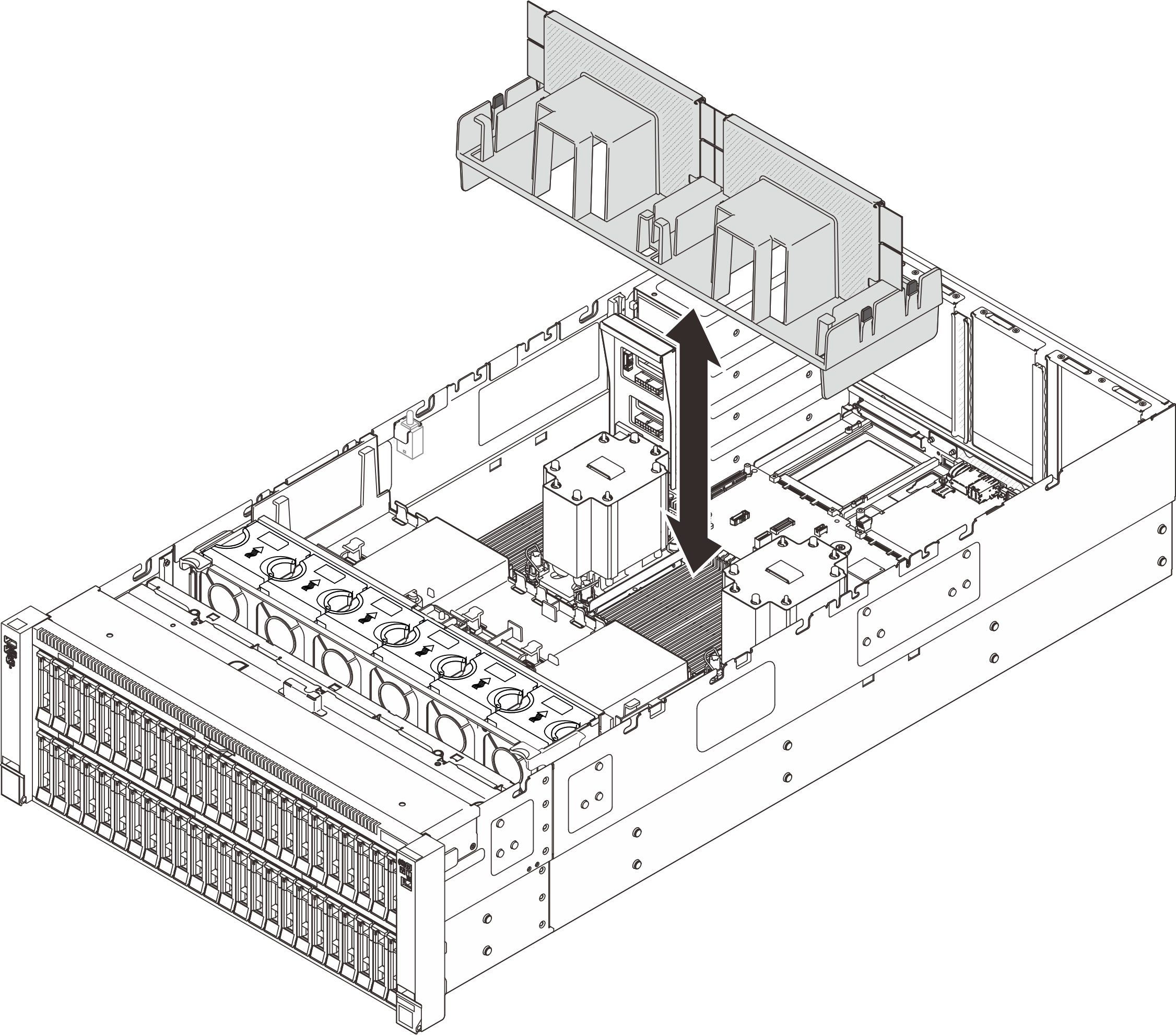 Installing rear air baffle for 3U standard PHM