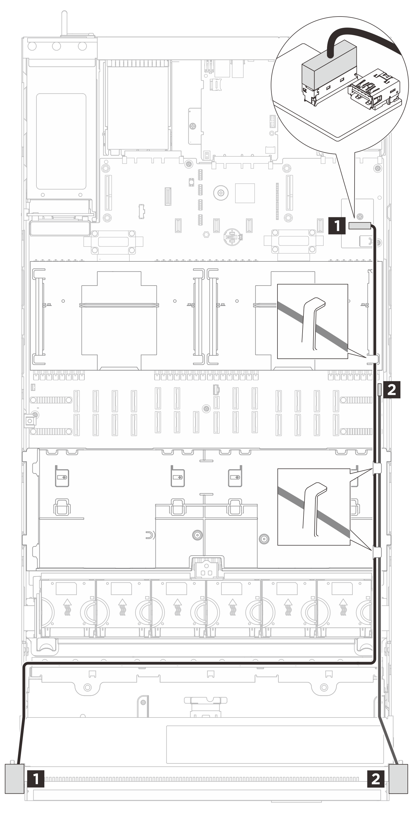 Cable routing for the rack latches