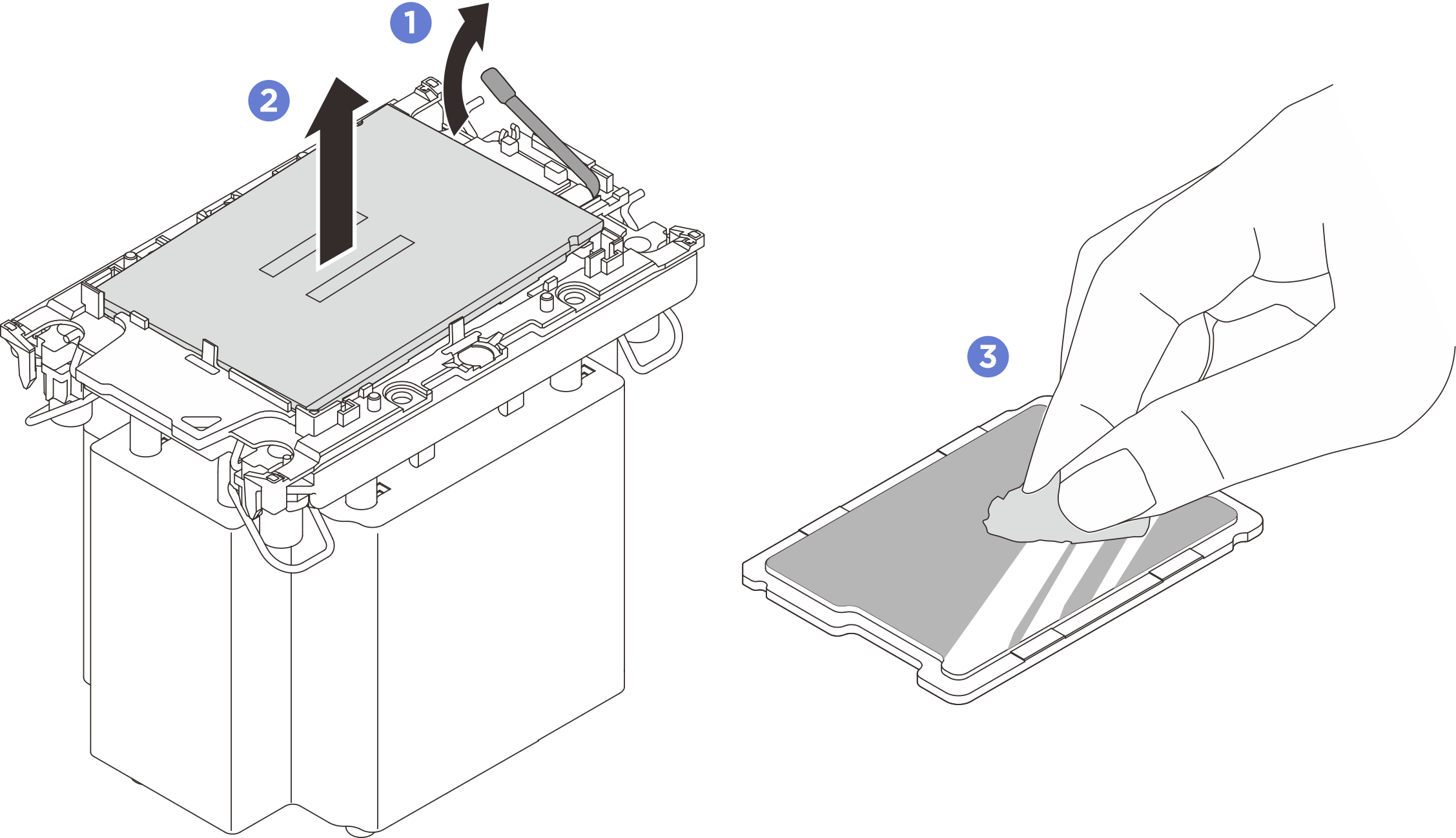 Separating a processor from the heat sink and carrier
