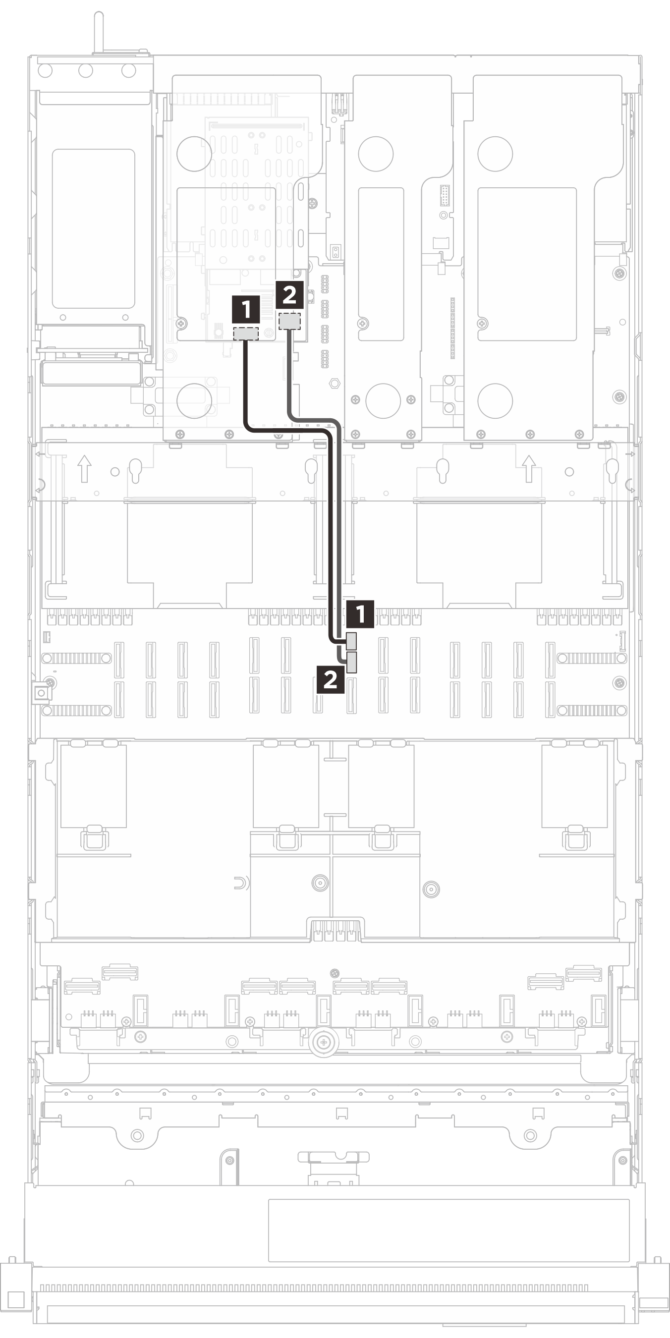 Cable routing for the rear M.2 backplane