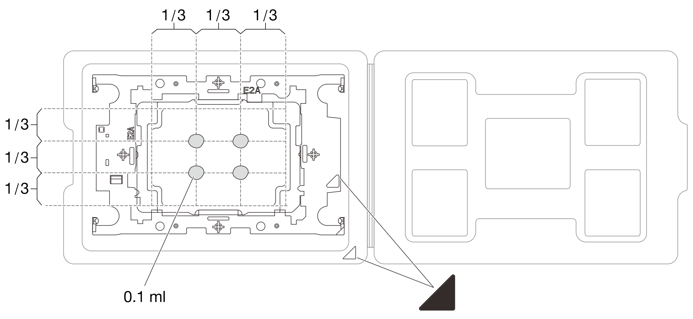 Thermal grease application with processor in shipping tray