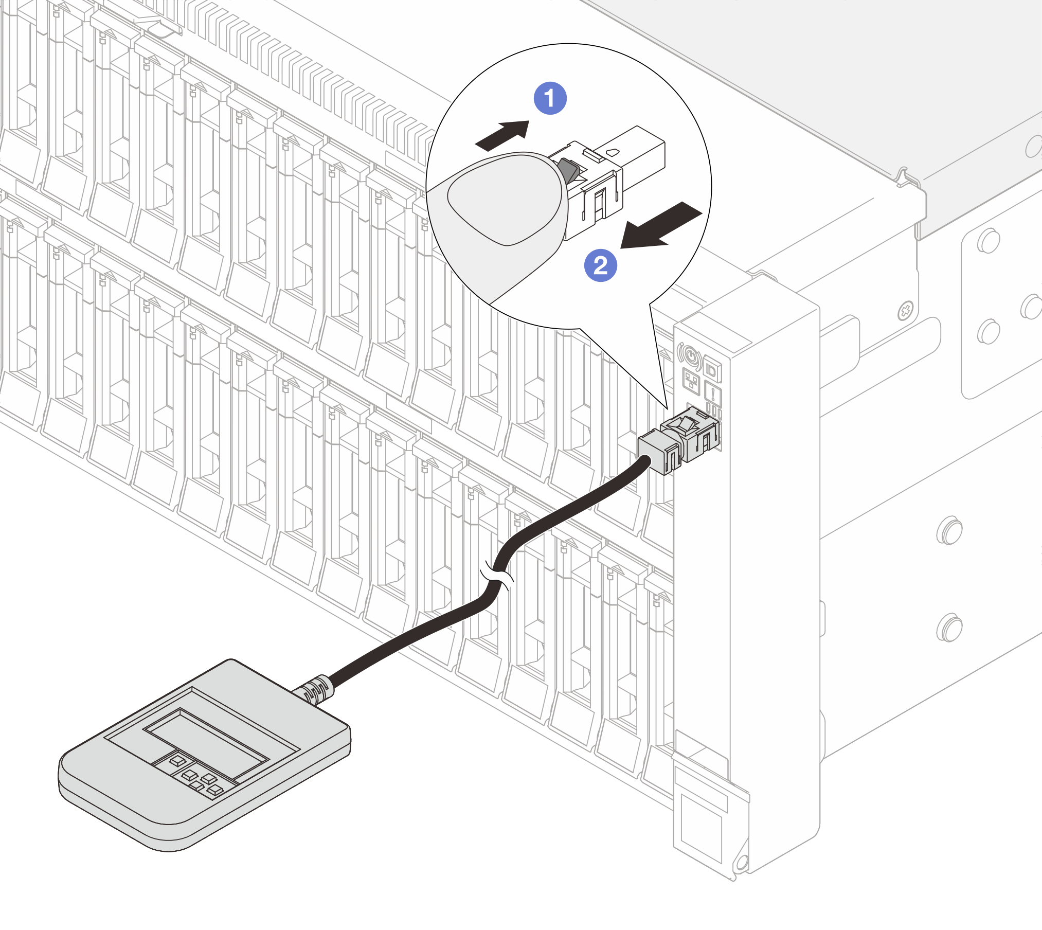 Unplugging the external diagnostics handset