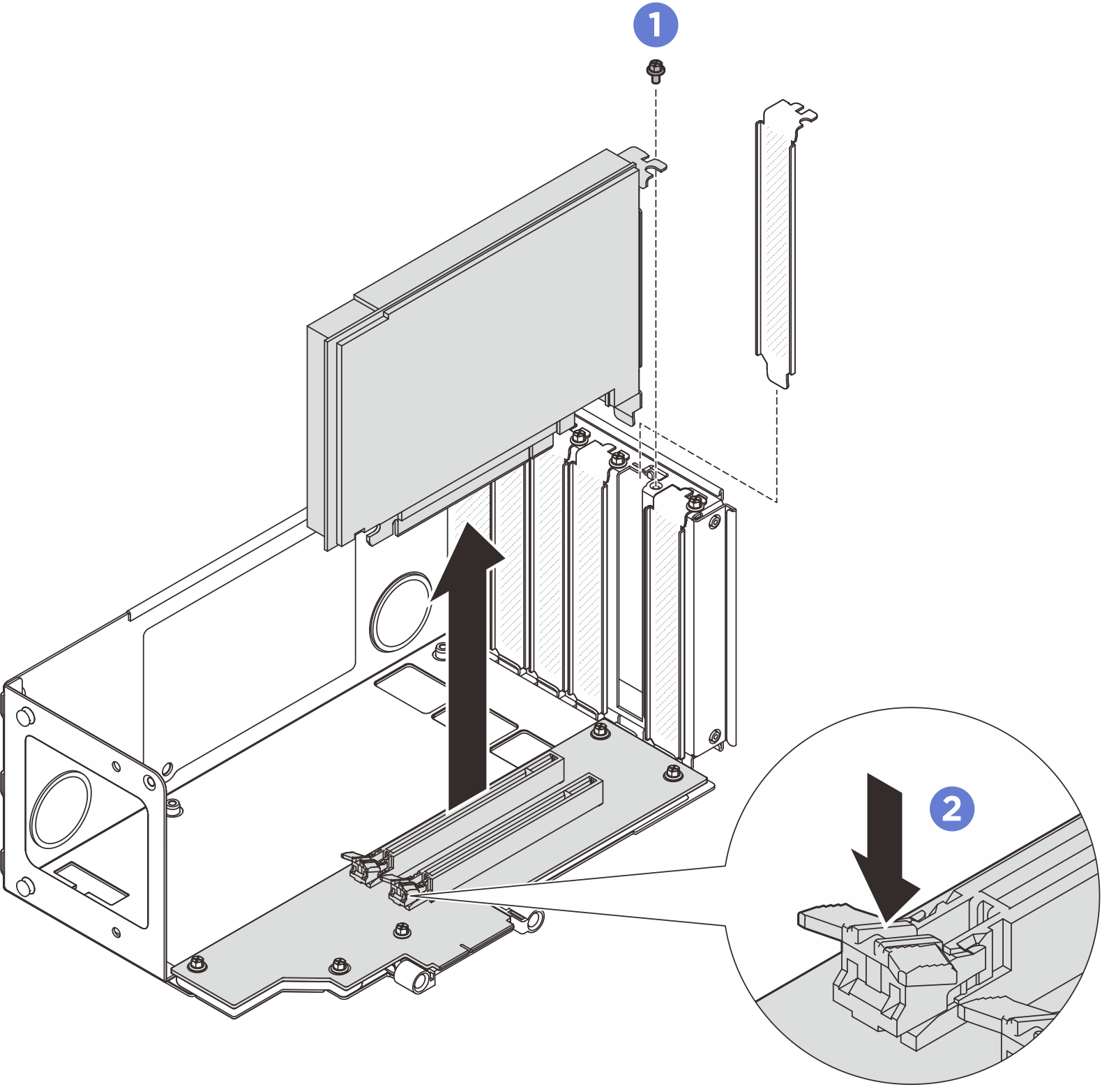 Removing PCIe adapter from riser