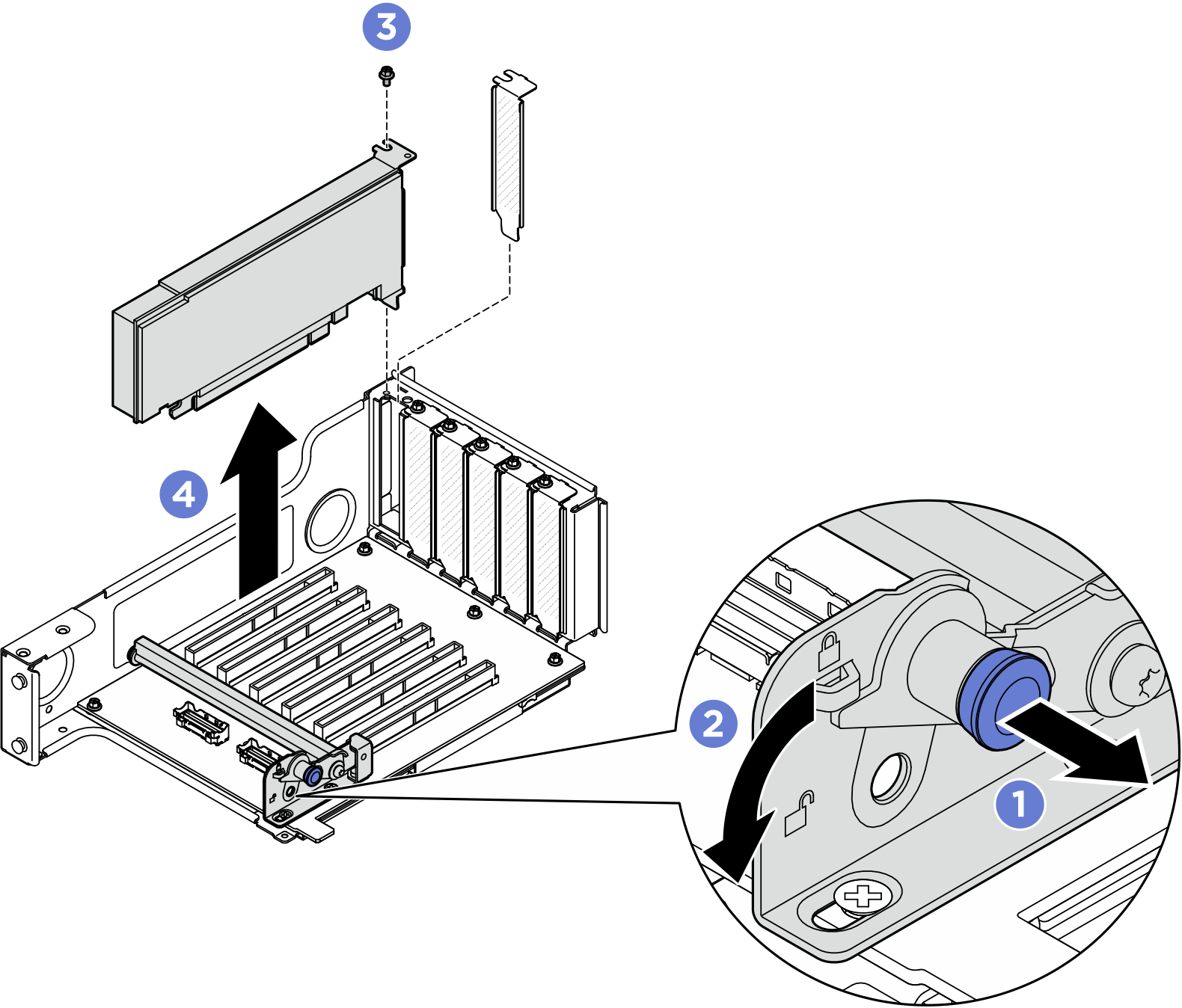 Removing PCIe adapter from riser