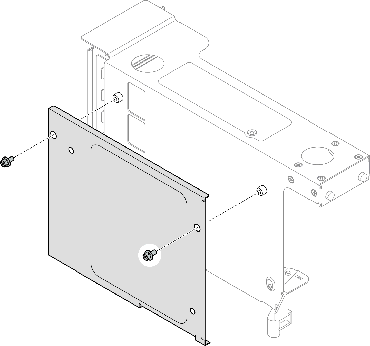 Removing cover from riser cage