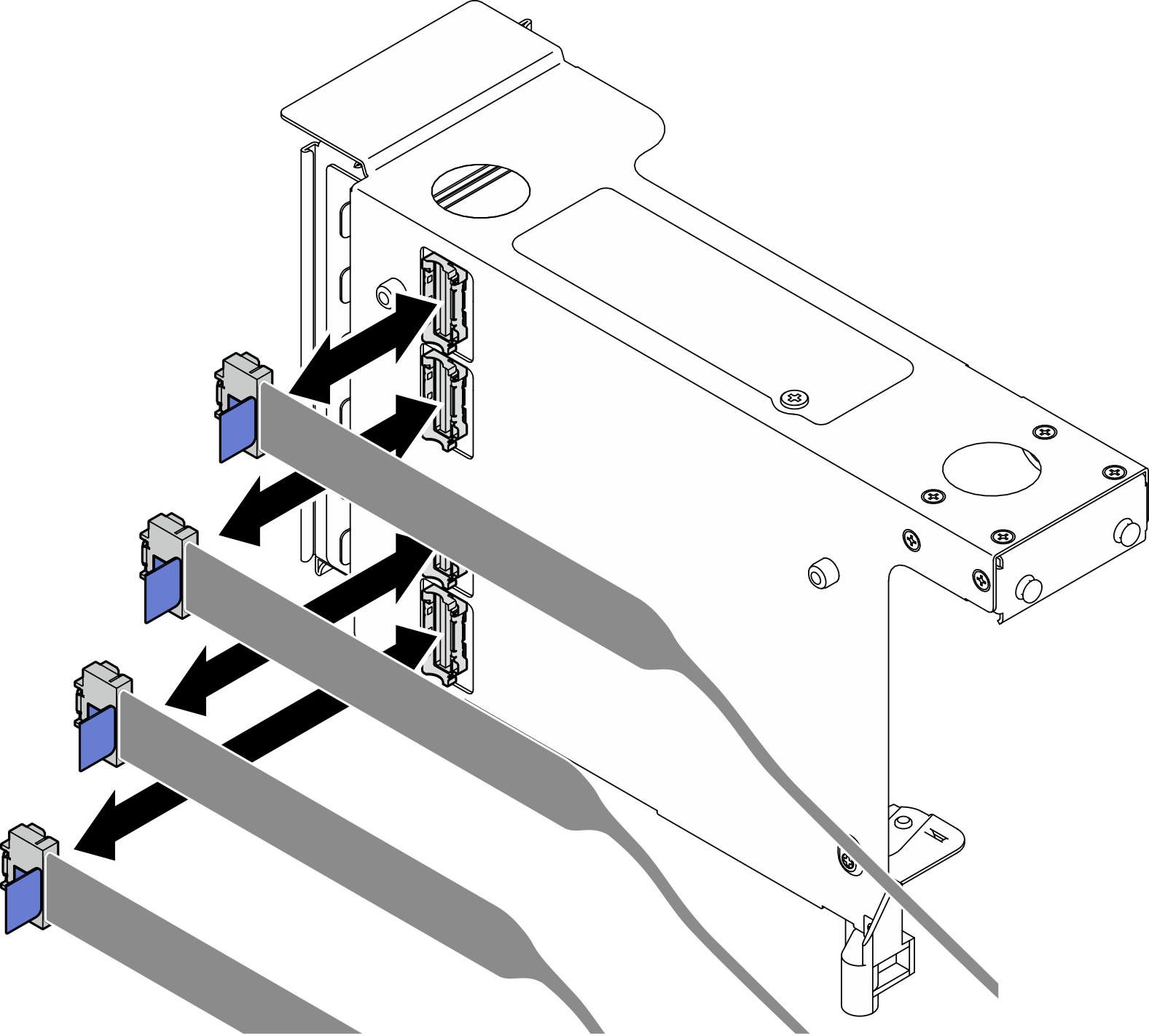 Disconnecting PCIe cables from outside of riser