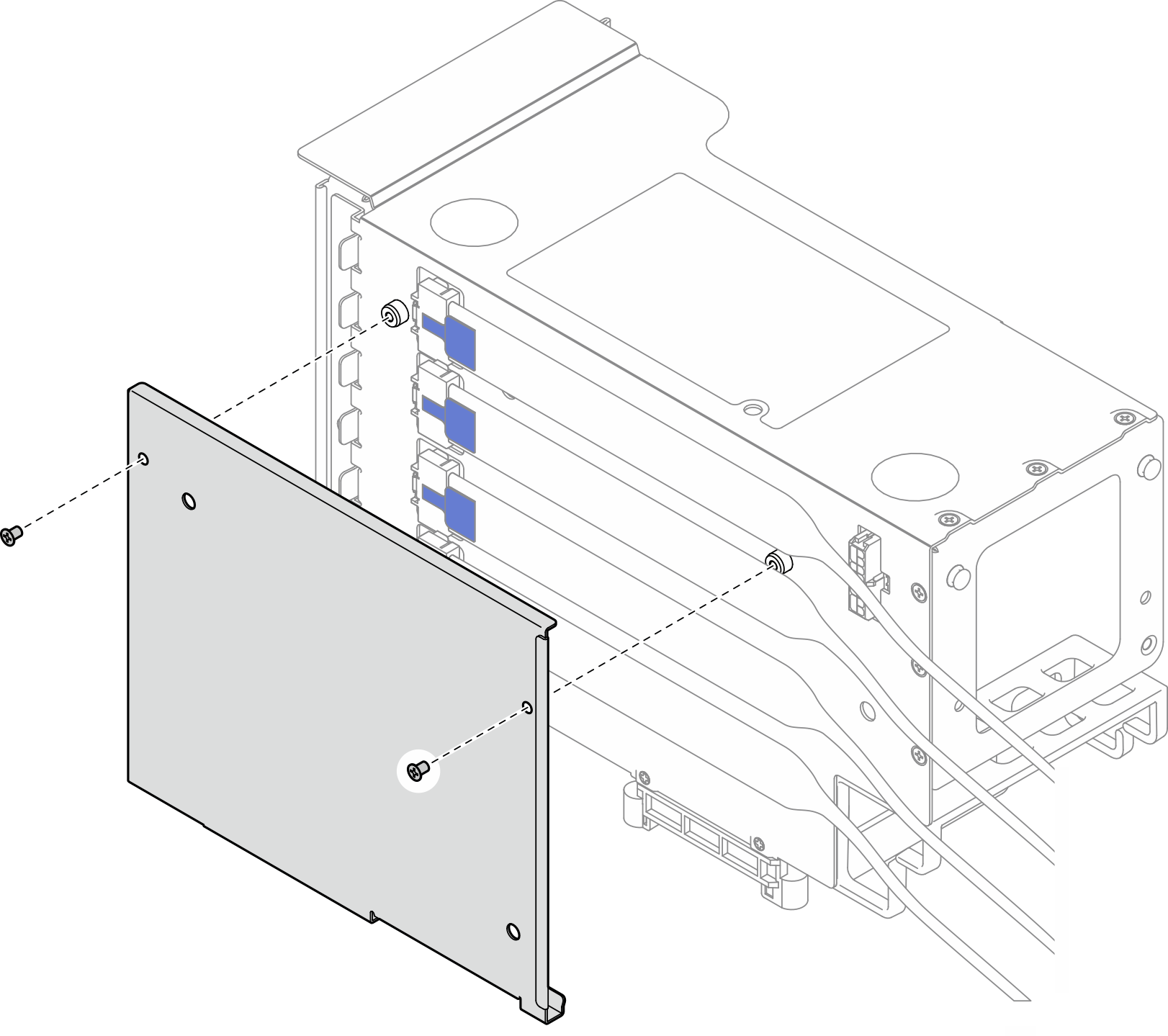 Removing cover from riser cage