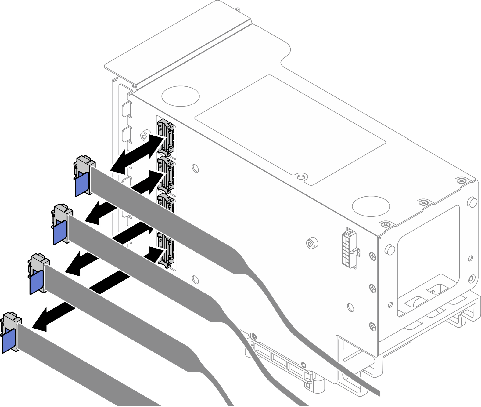 Disconnecting PCIe cables from outside of riser