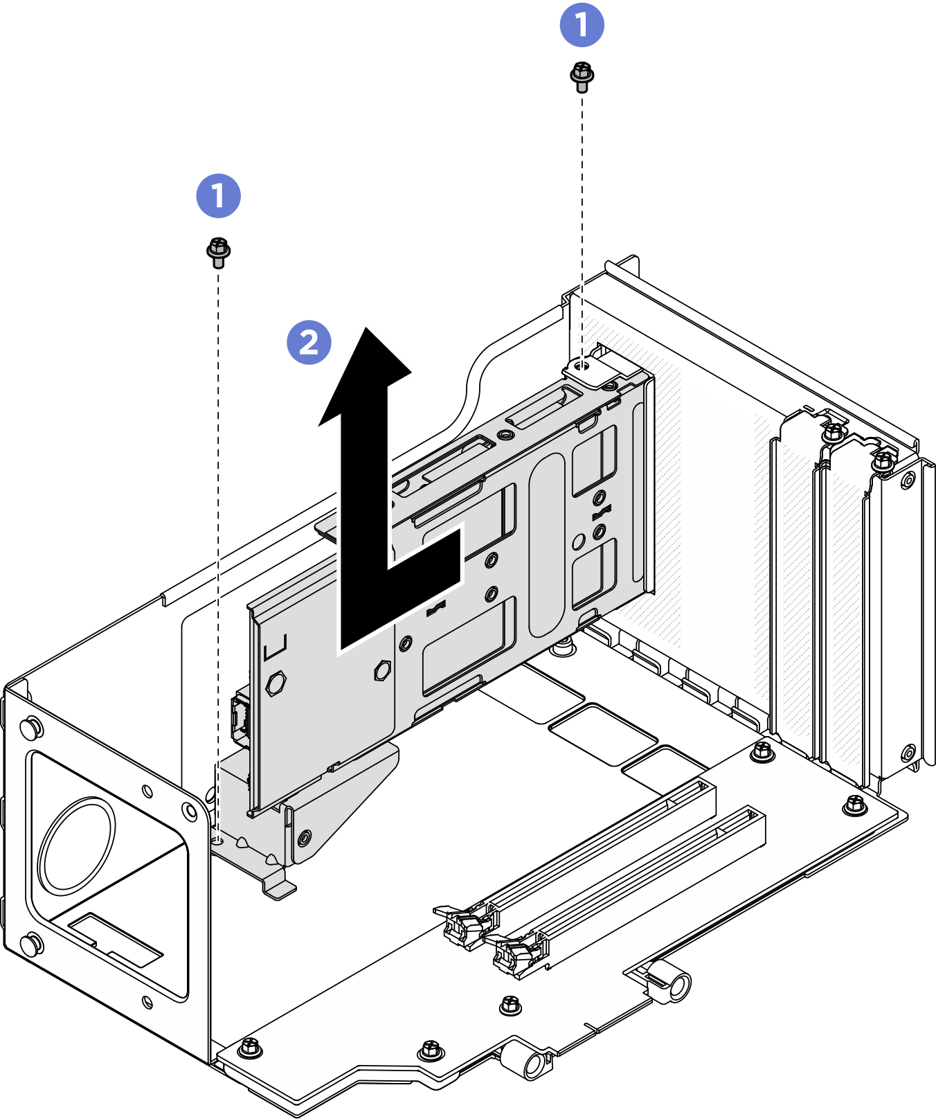 Removing M.2 drive cage from riser