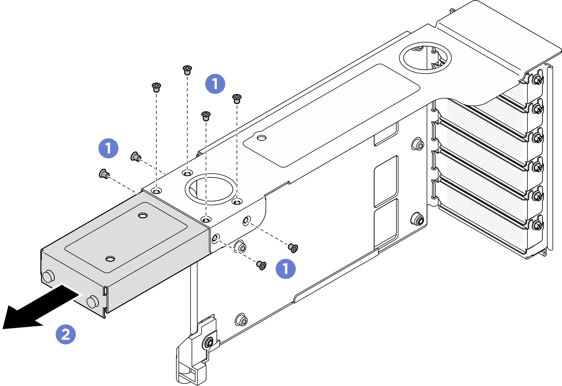 Removing PCIe riser extender from HH PCIe riser cage