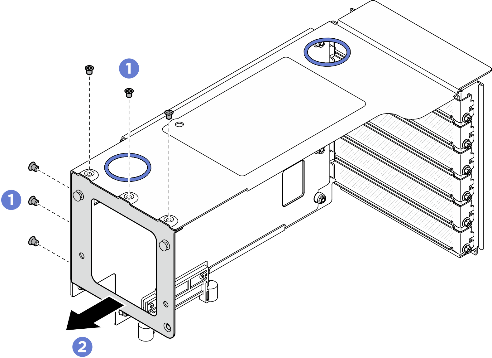 Removing filler from FH PCIe riser cage
