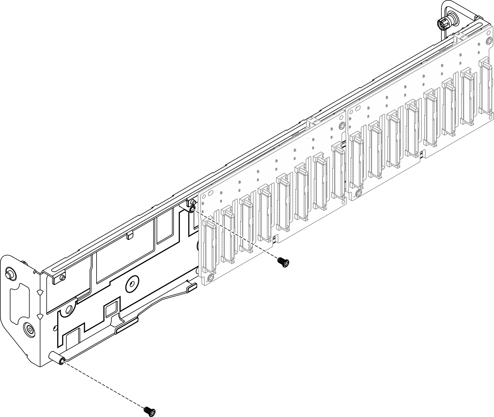 Spare screws on backplane carrier