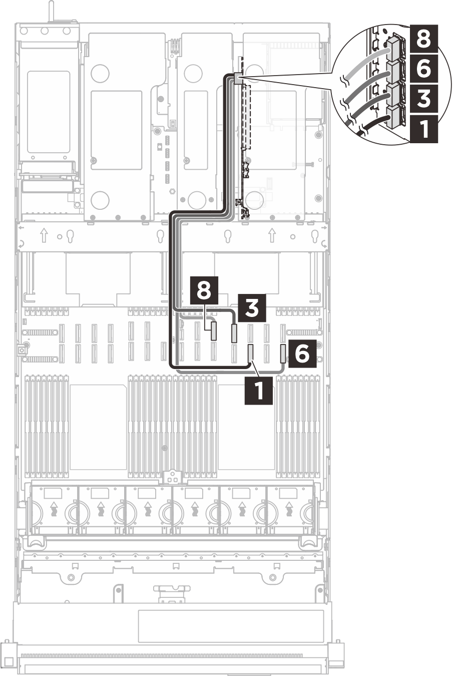 Supercap cable routing to riser 3