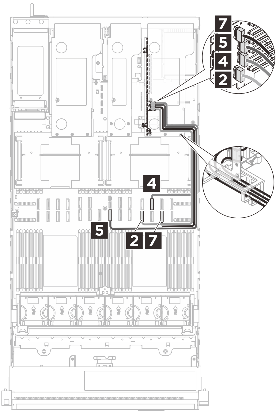 Supercap cable routing to riser 2