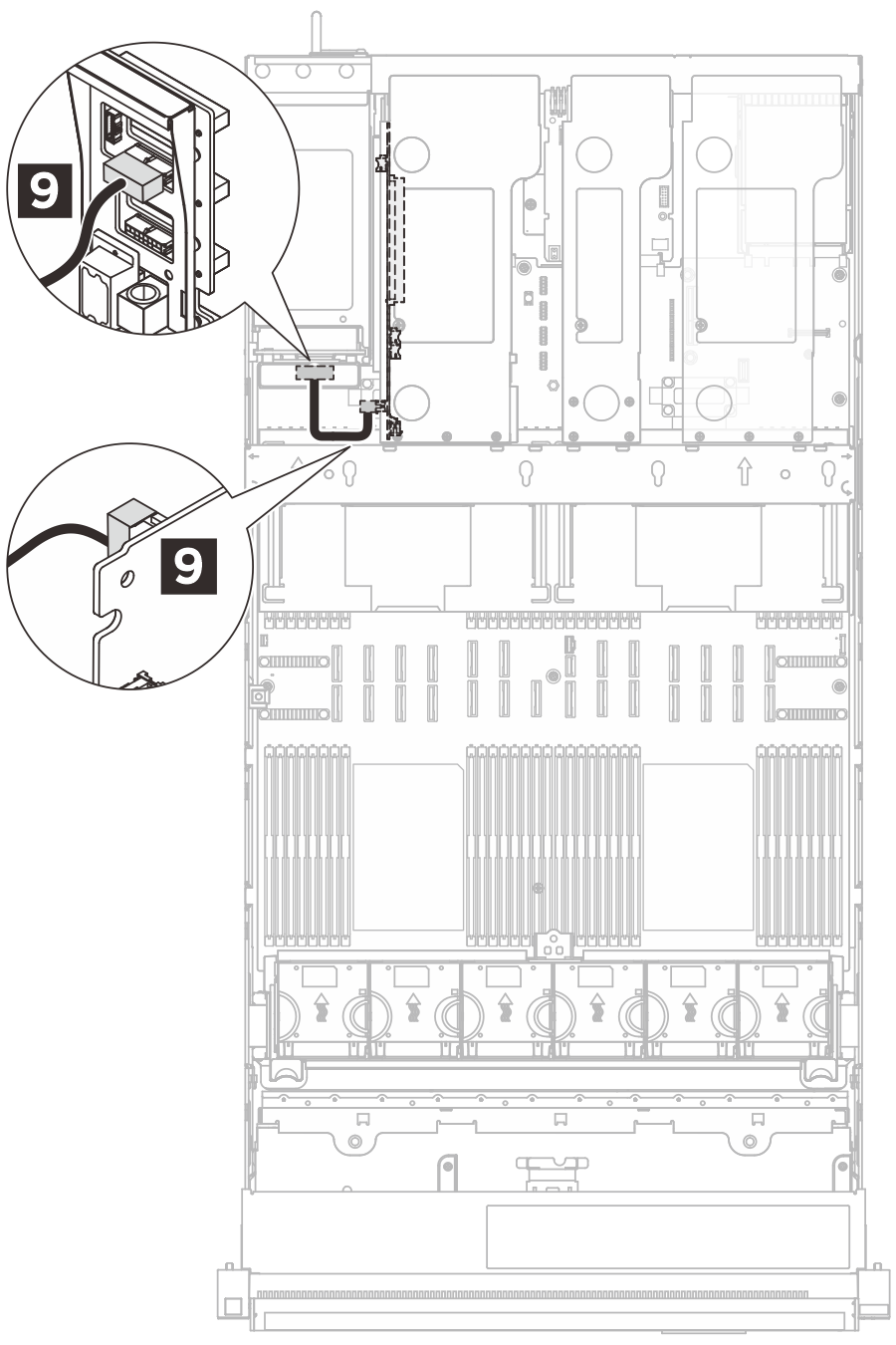 Riser 3 power cable routing