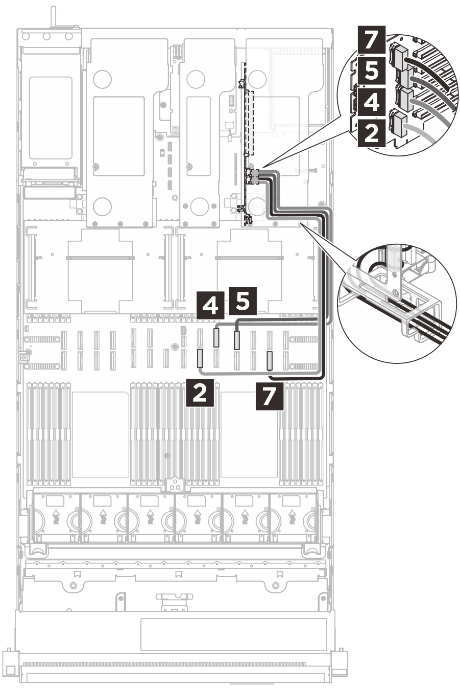 Supercap cable routing to riser 2