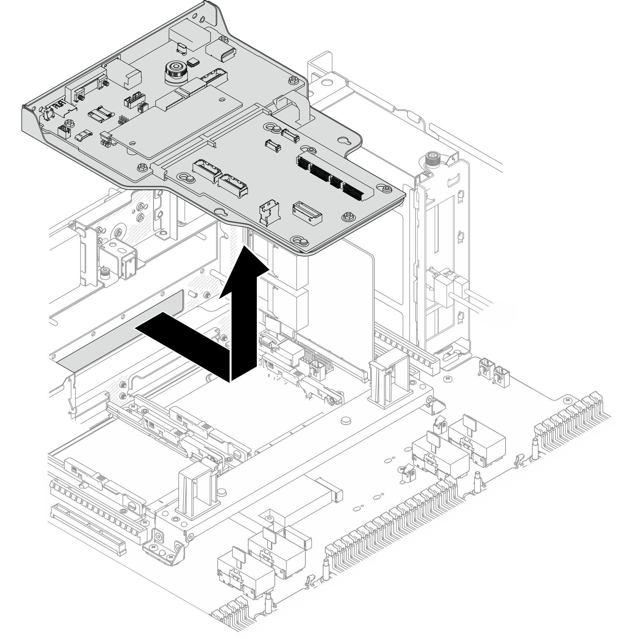 Removing system I/O board and interposer assembly