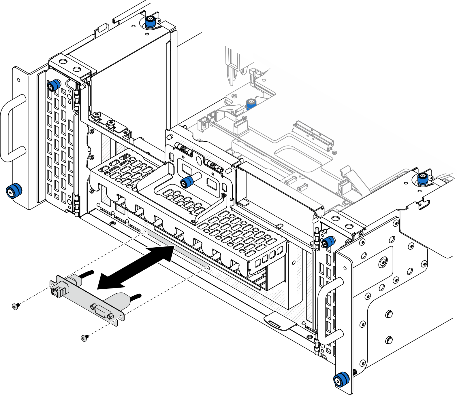 Installing serial port assembly