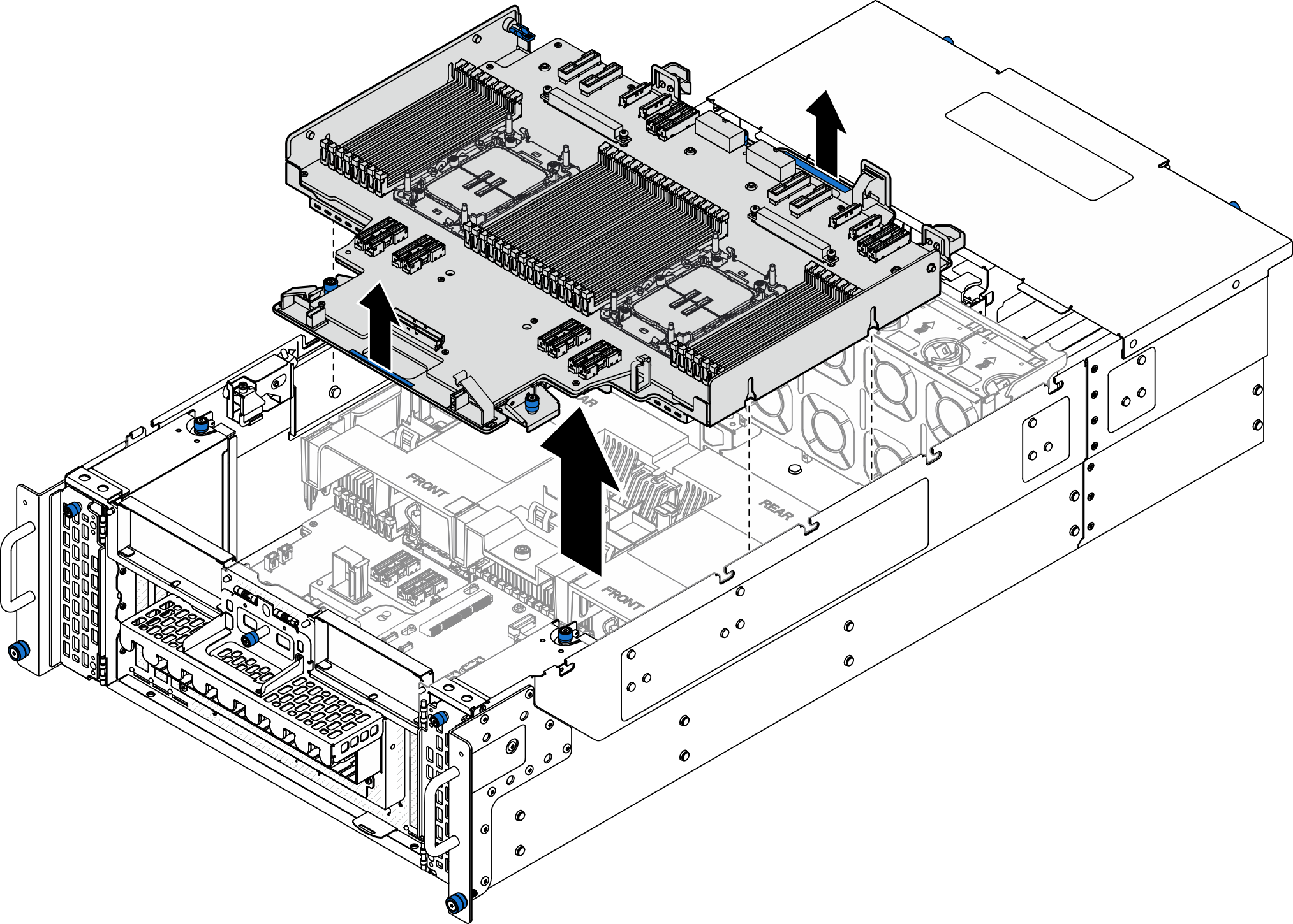 Removing upper processor board (CPU BD)